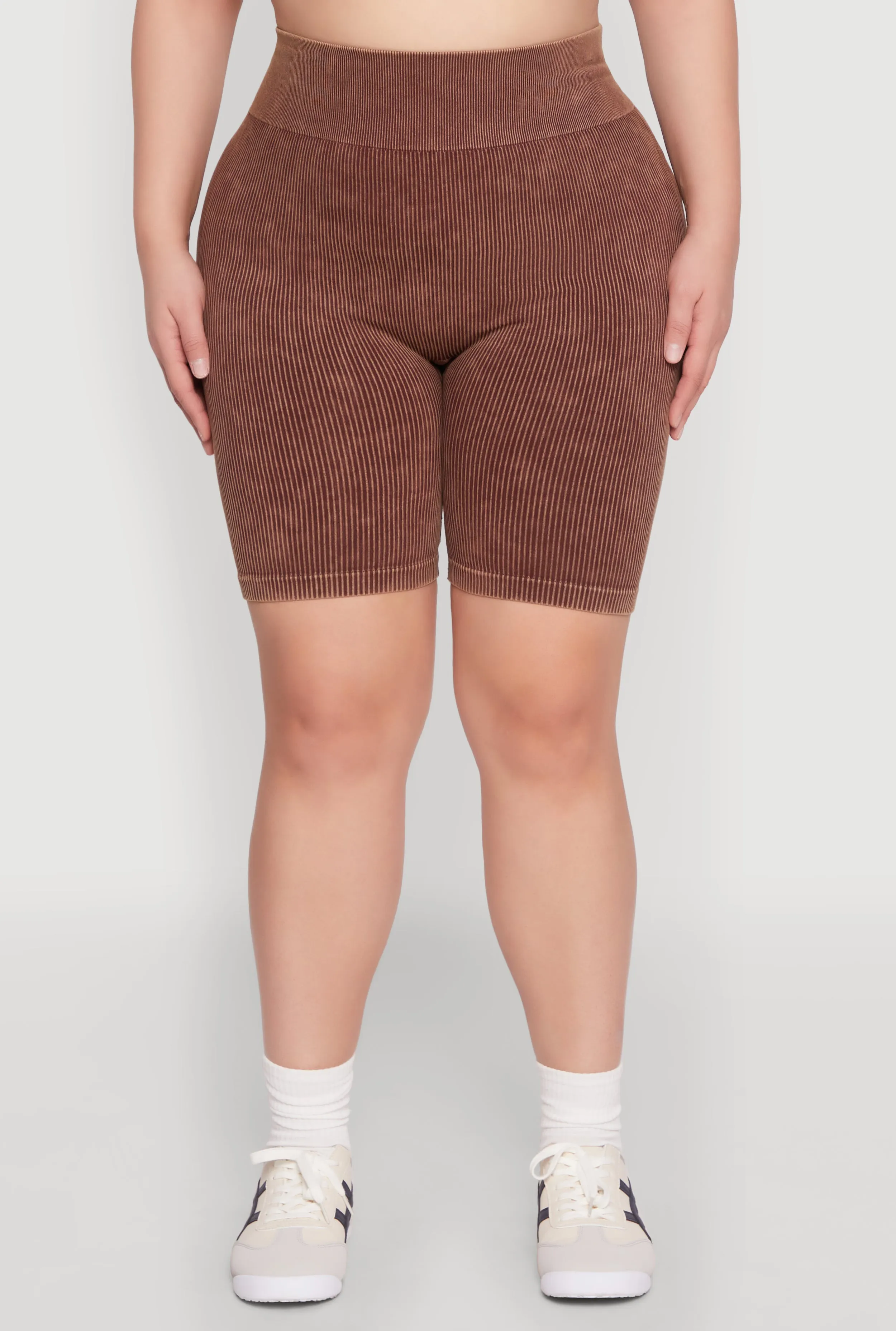 Plus Size Mineral Wash Ribbed Seamless Bike Shorts sold by Rainbow product image thumbnail 3