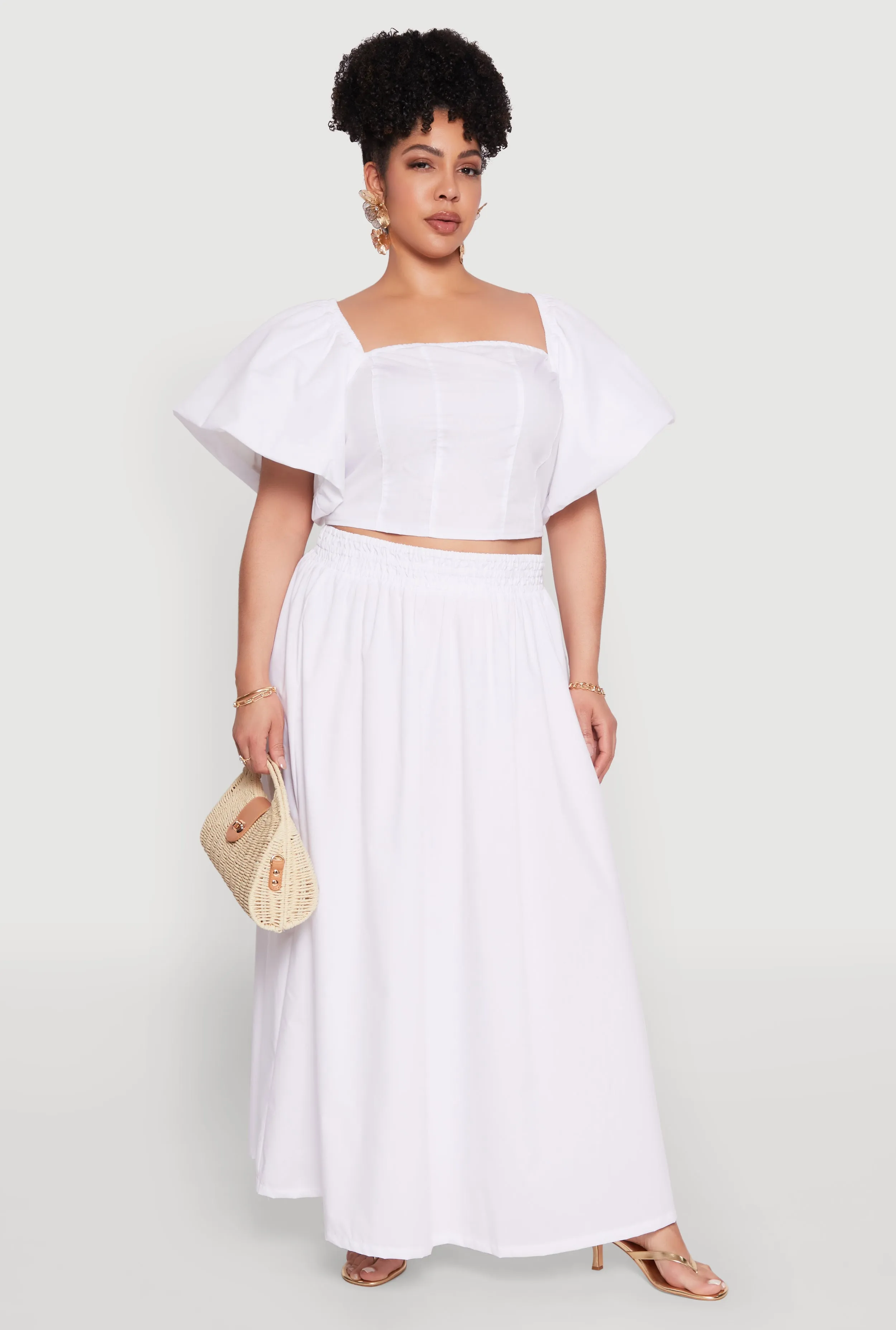 Plus Size Smocked Back Poplin Crop Top sold by Rainbow product image thumbnail 3