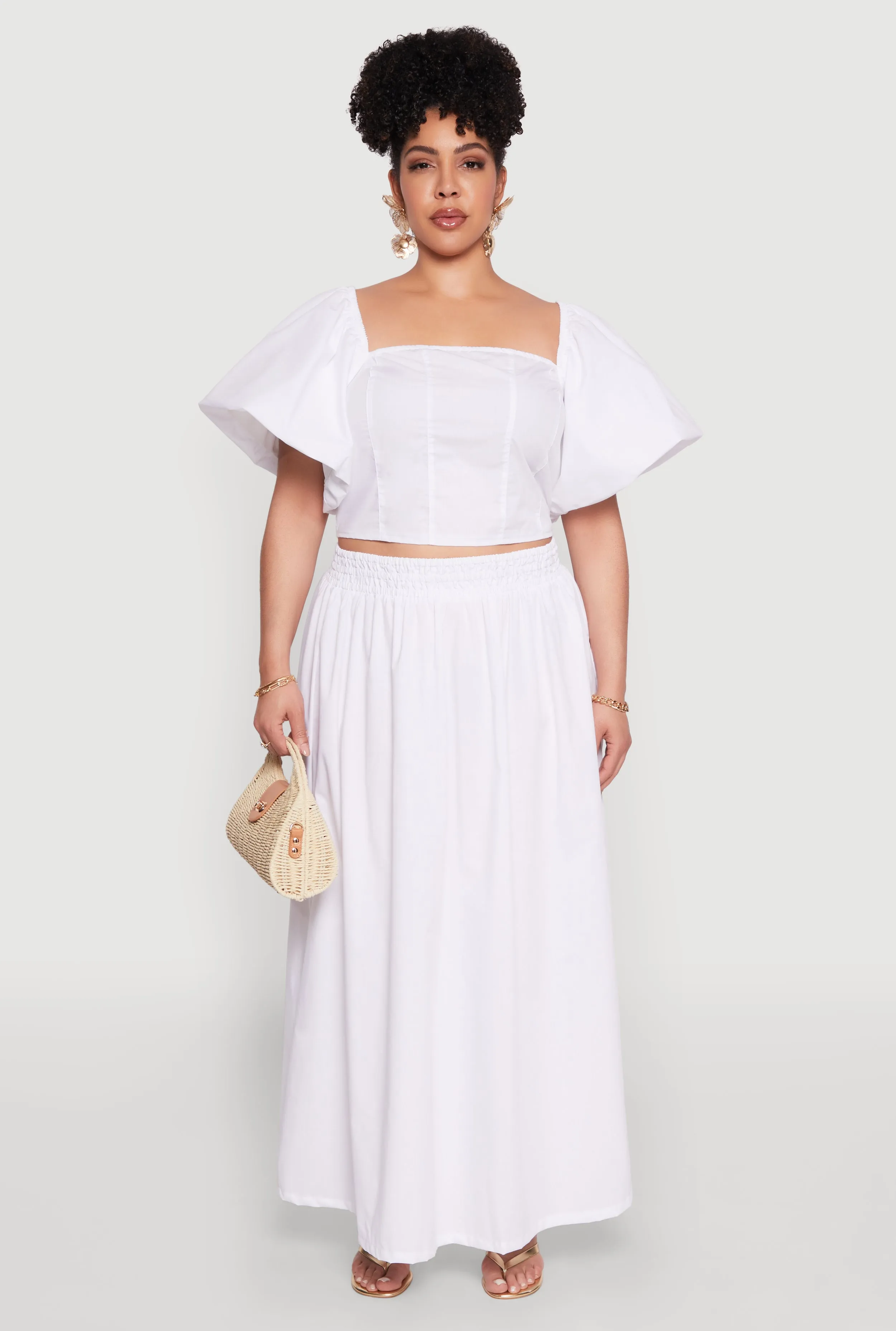 Plus Size Smocked Back Poplin Crop Top sold by Rainbow product image thumbnail 2