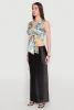 Satin Printed Pattern Tie Front Blouse sold by Rainbow