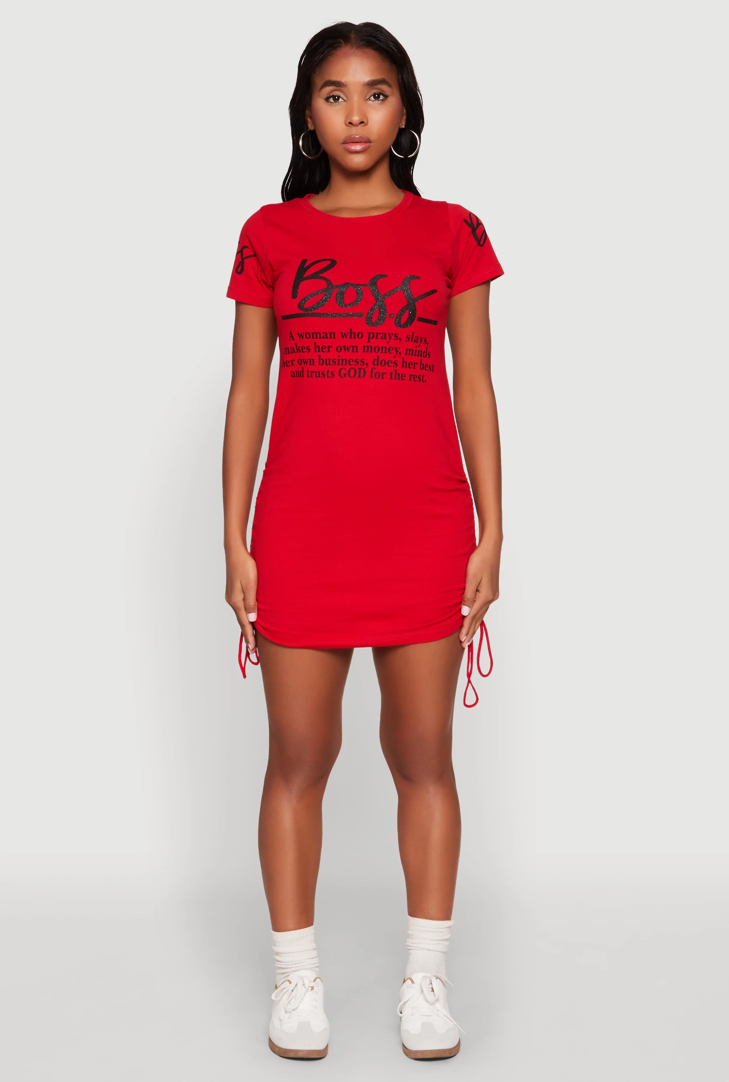 Boss Graphic Ruched T Shirt Dress sold by Rainbow product image thumbnail 2