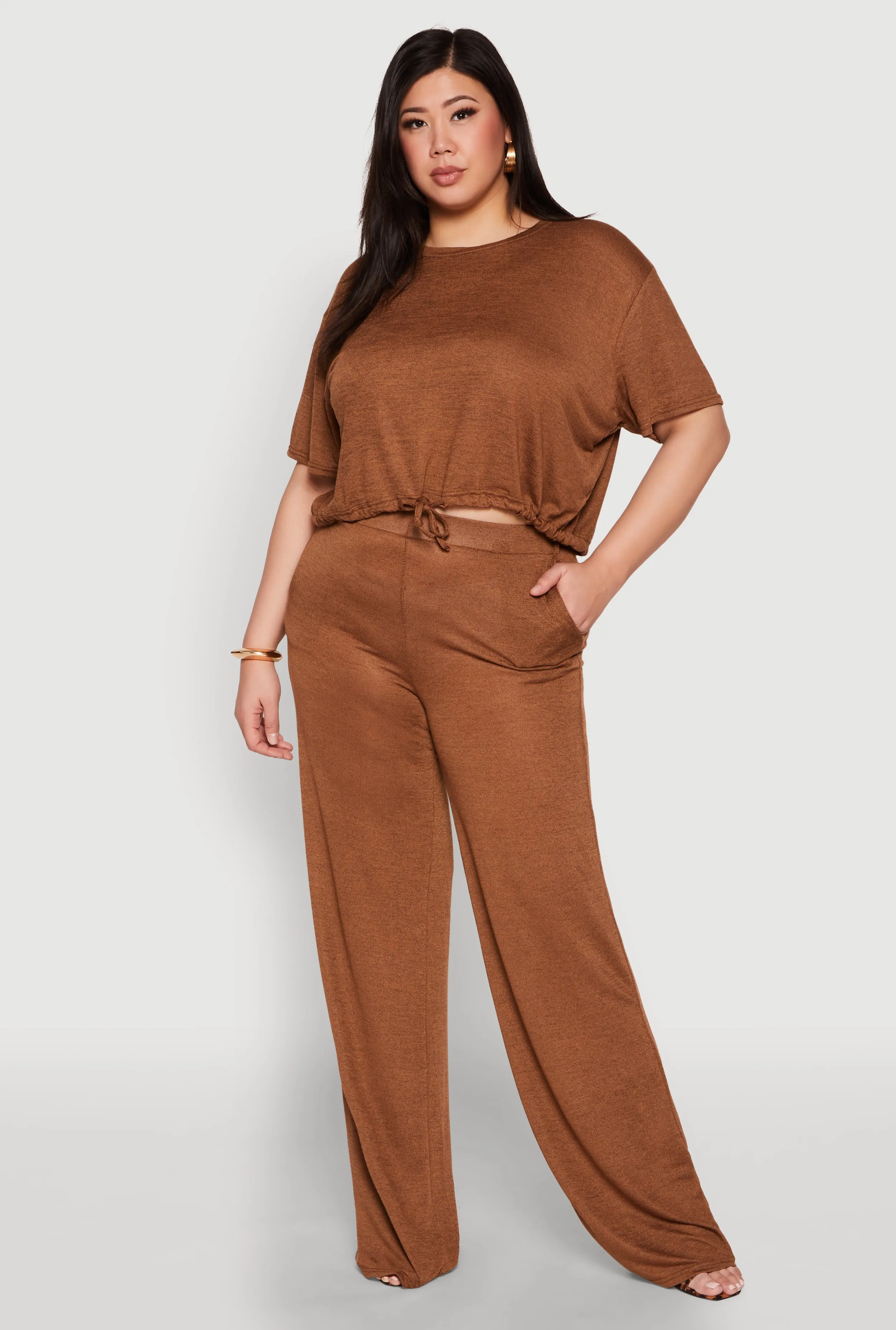 Plus Size Daisy Brushed Knit Drawstring Hem Tee sold by Rainbow product image thumbnail 3