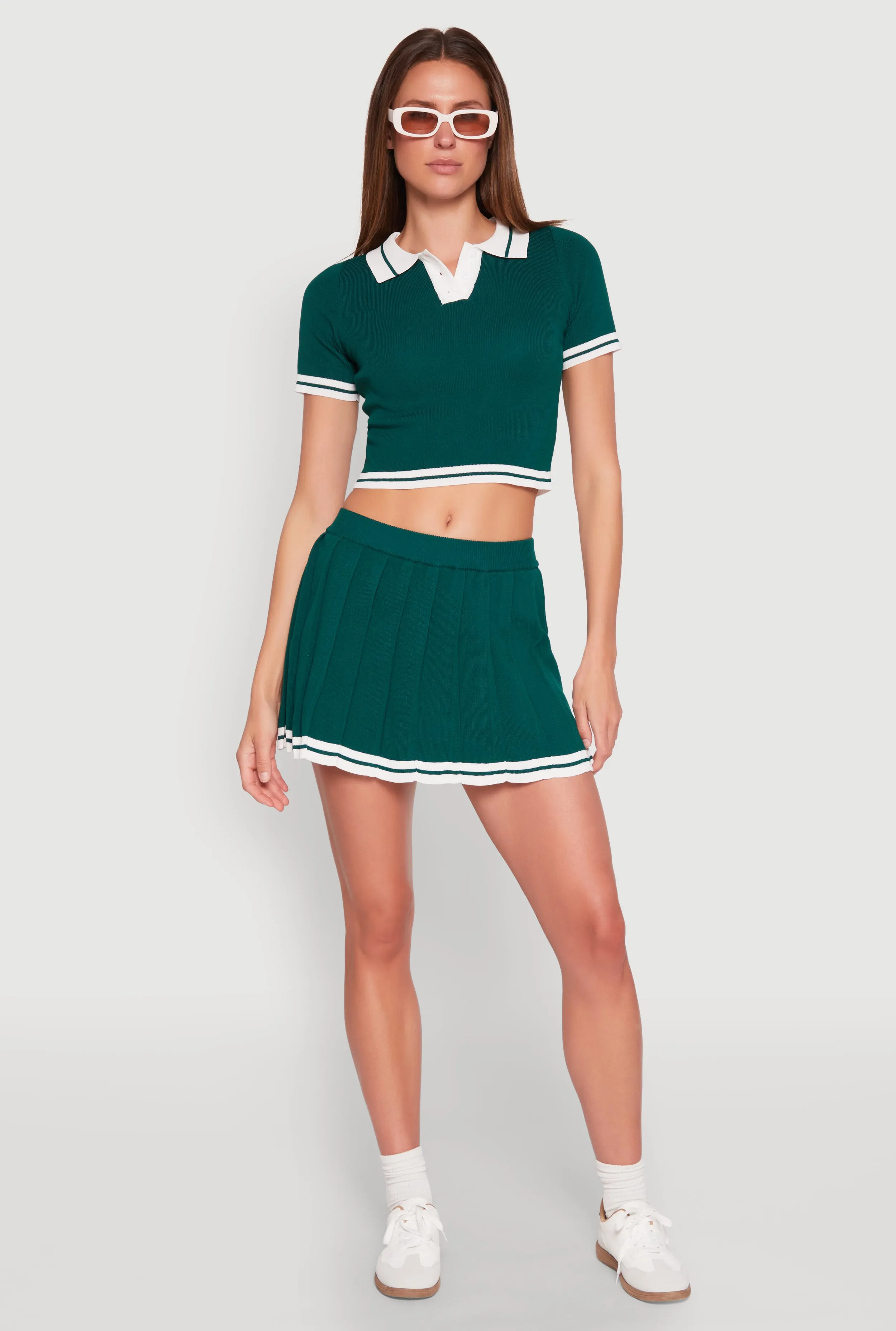 Daisy Varsity Stripe Pleated Skort sold by Rainbow