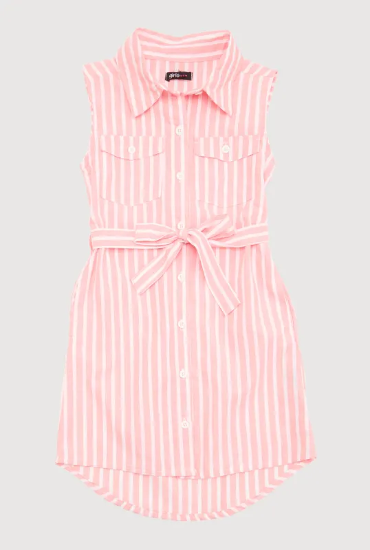 Girls Striped Sleeveless Shirt Dress sold by Rainbow
