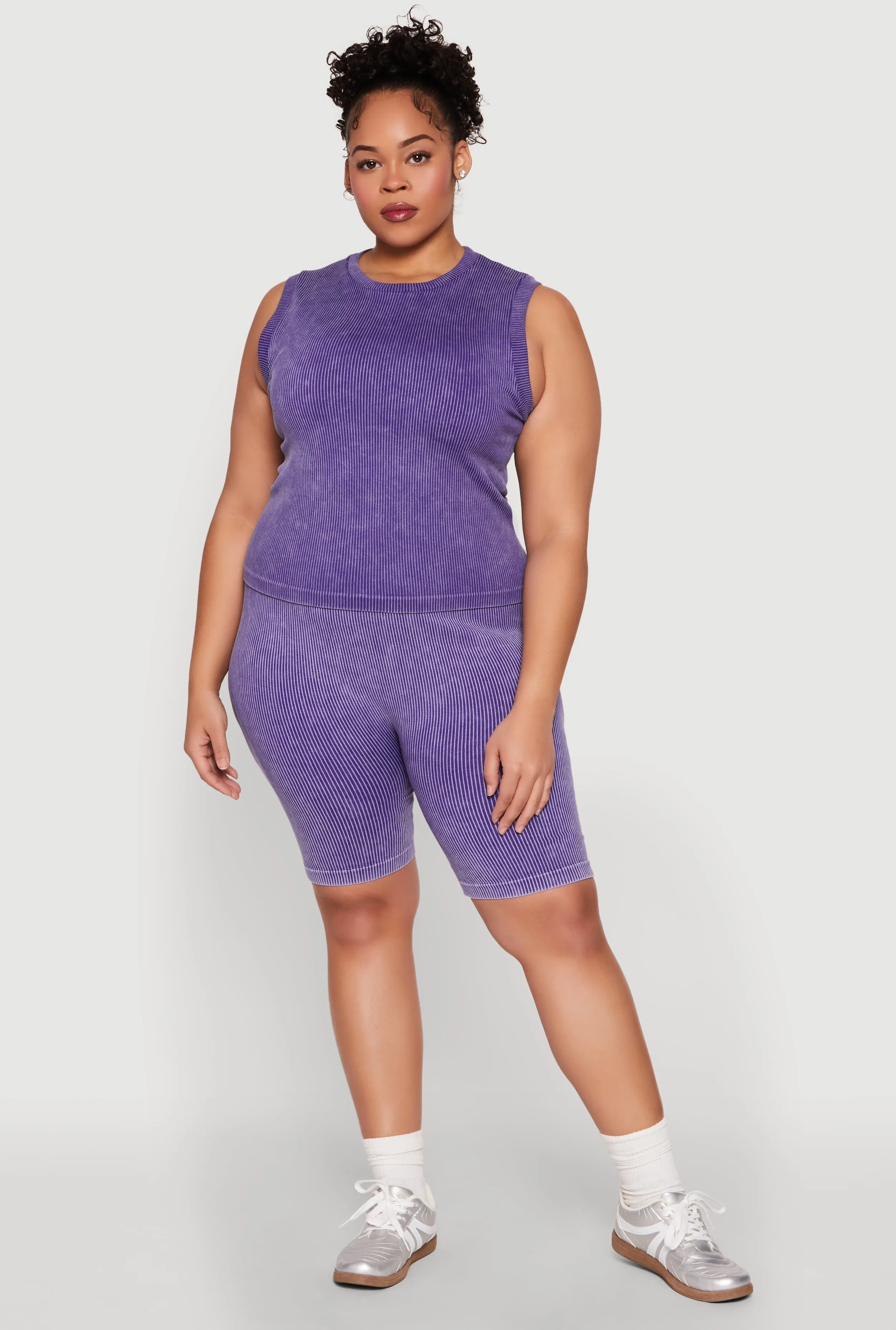 Plus Size Mineral Wash Ribbed Knit Tank Top sold by Rainbow product image thumbnail 3