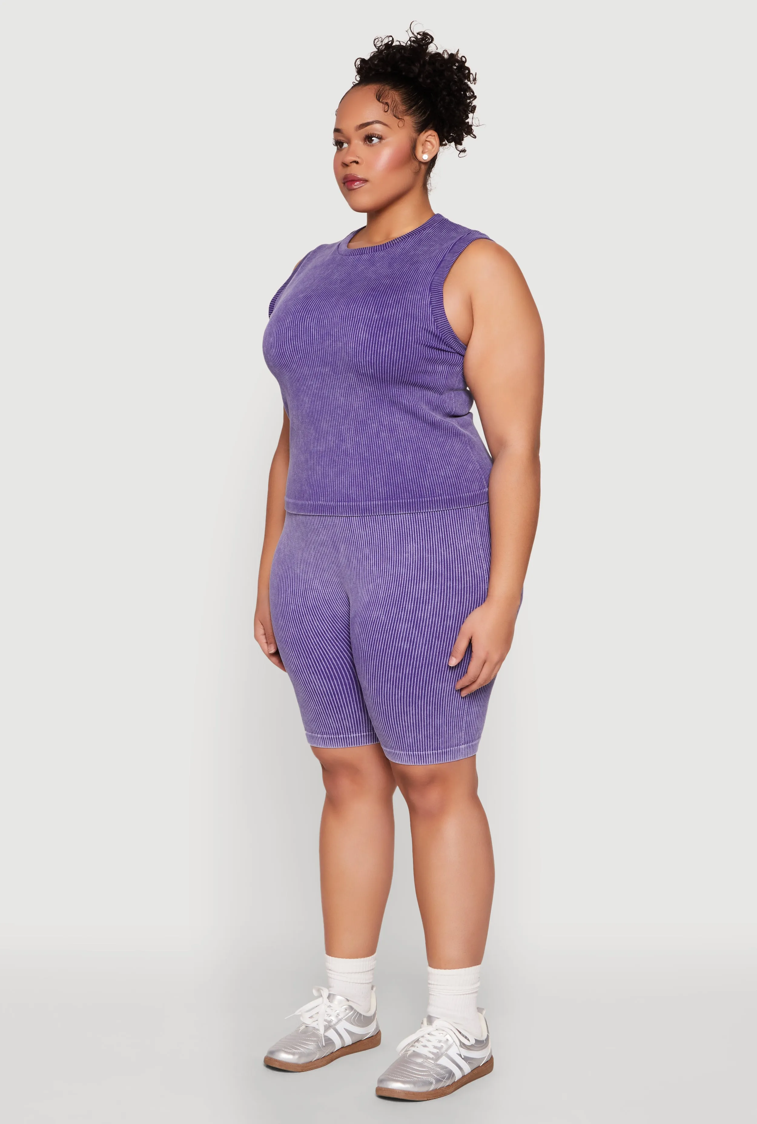 Plus Size Mineral Wash Ribbed Knit Tank Top sold by Rainbow product image thumbnail 5