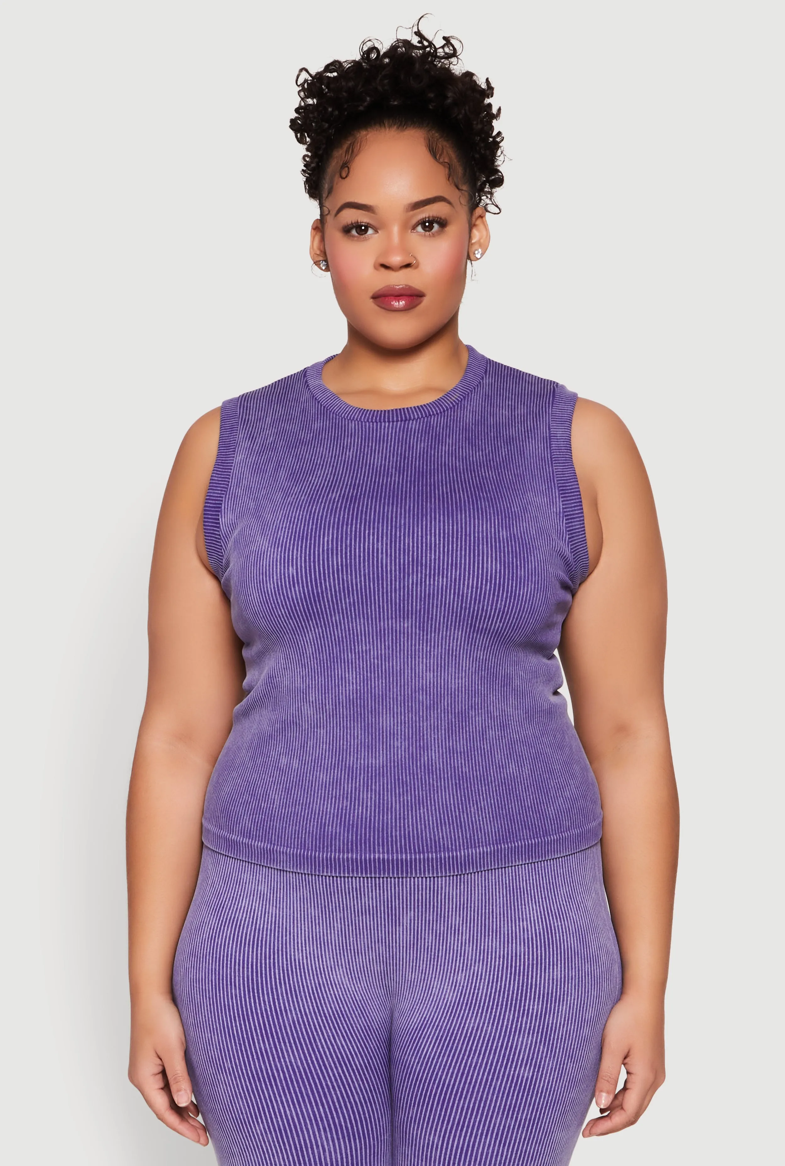 Plus Size Mineral Wash Ribbed Knit Tank Top sold by Rainbow