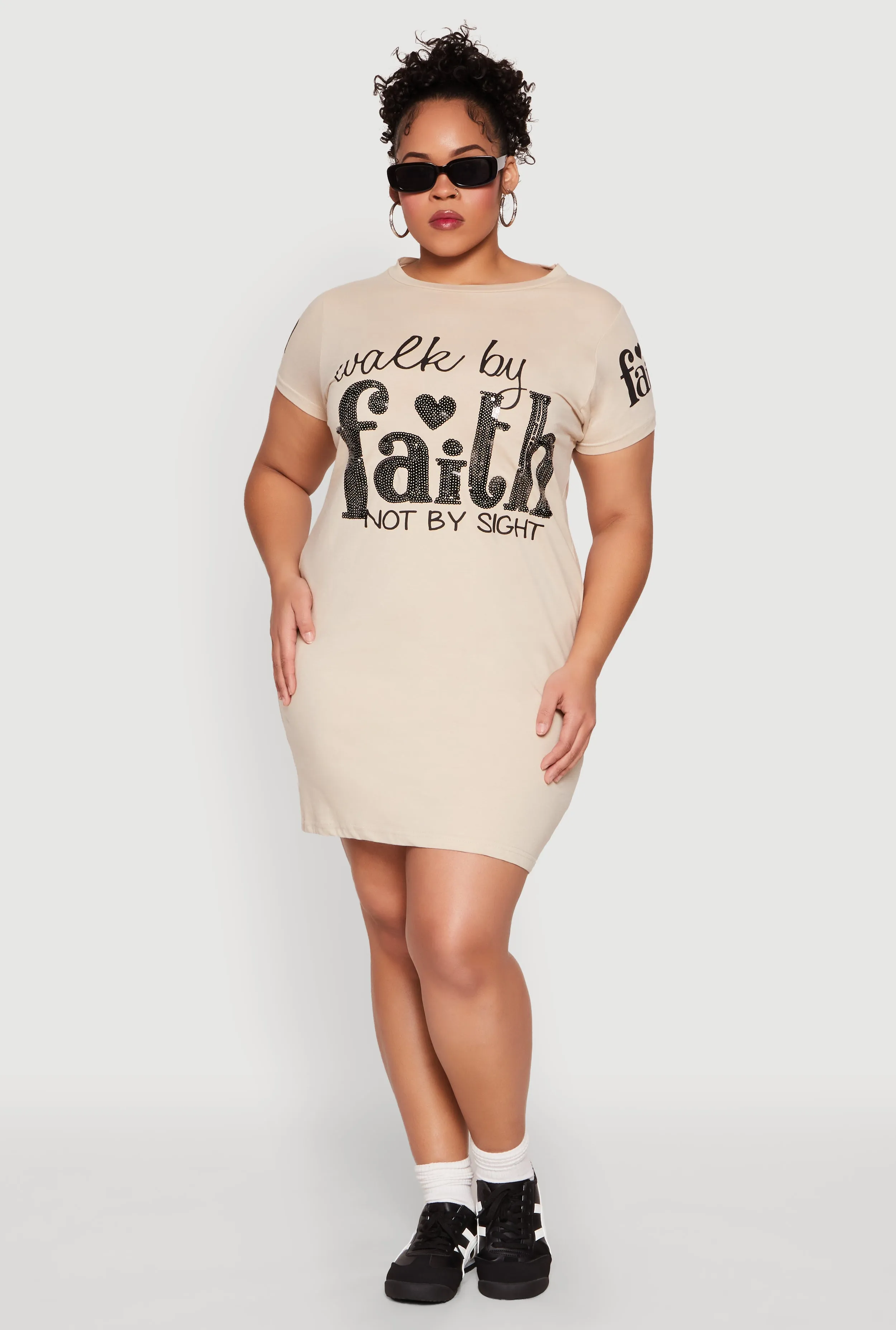 Plus Size Sequin Walk By Faith Graphic Dress sold by Rainbow product image thumbnail 2