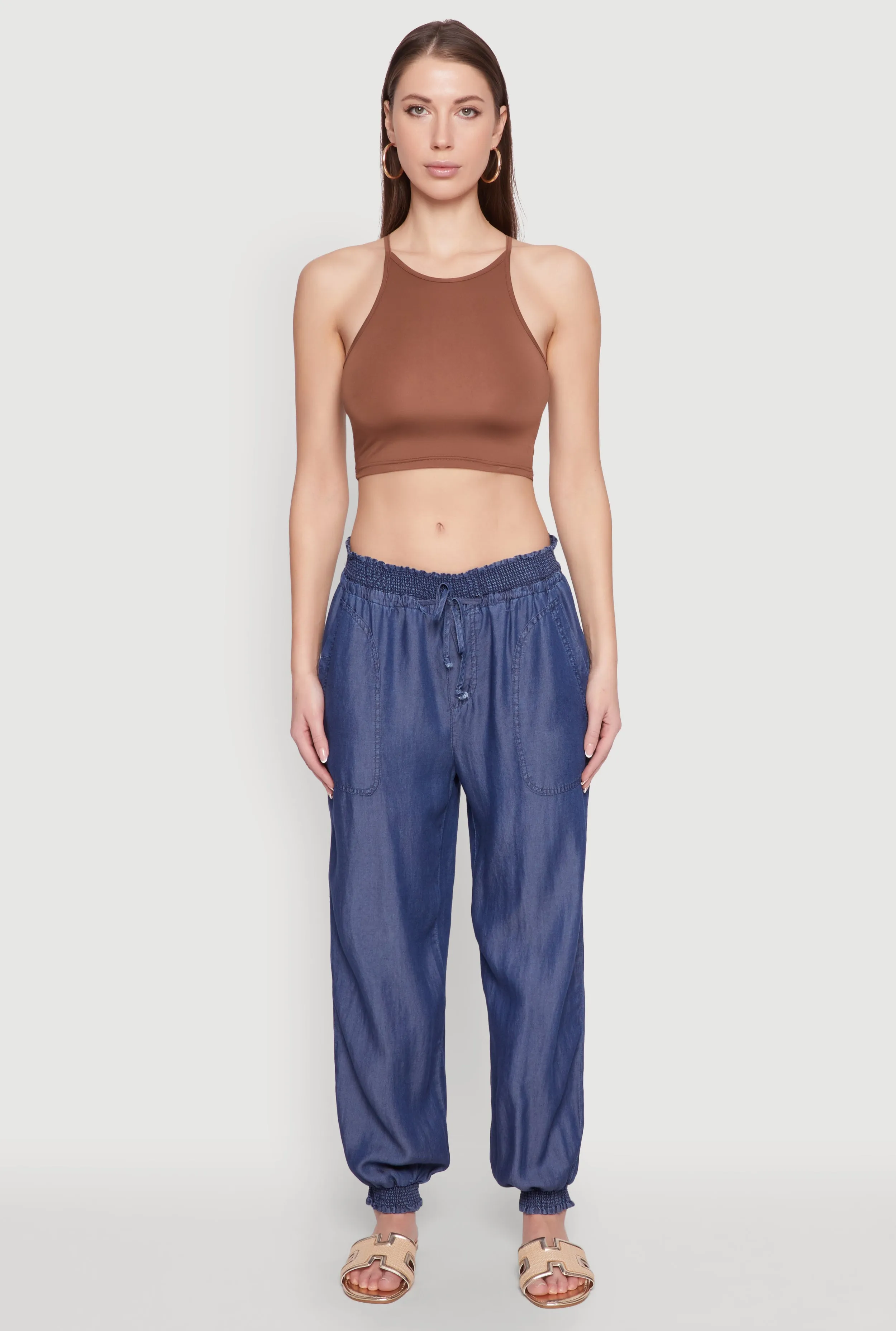 Chambray Smocked Hem Joggers sold by Rainbow product image thumbnail 2