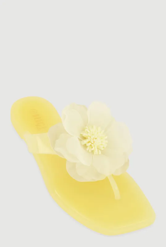 Flower Detail Jelly Thong Sandals sold by Rainbow