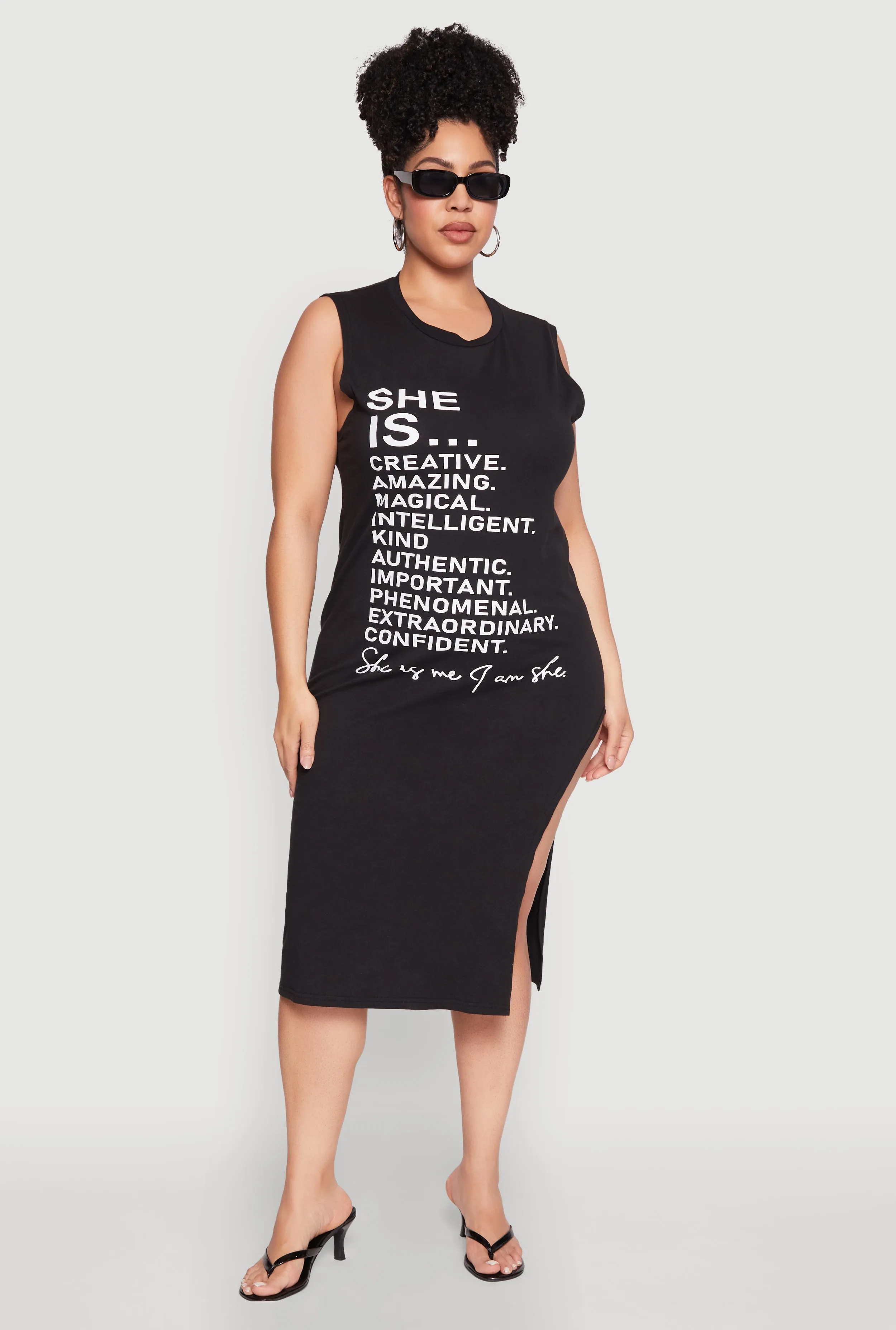 Plus Size She Is Graphic Print Dress sold by Rainbow