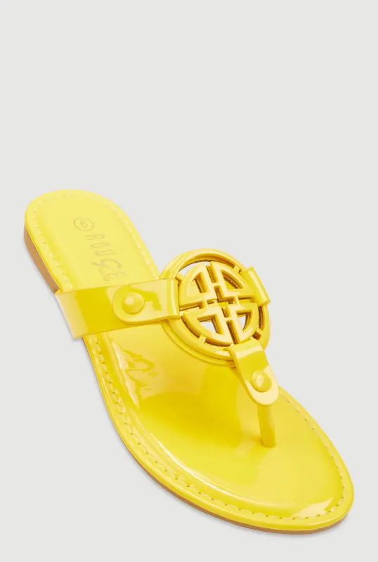 Geometric Pendant Thong Sandals sold by Rainbow