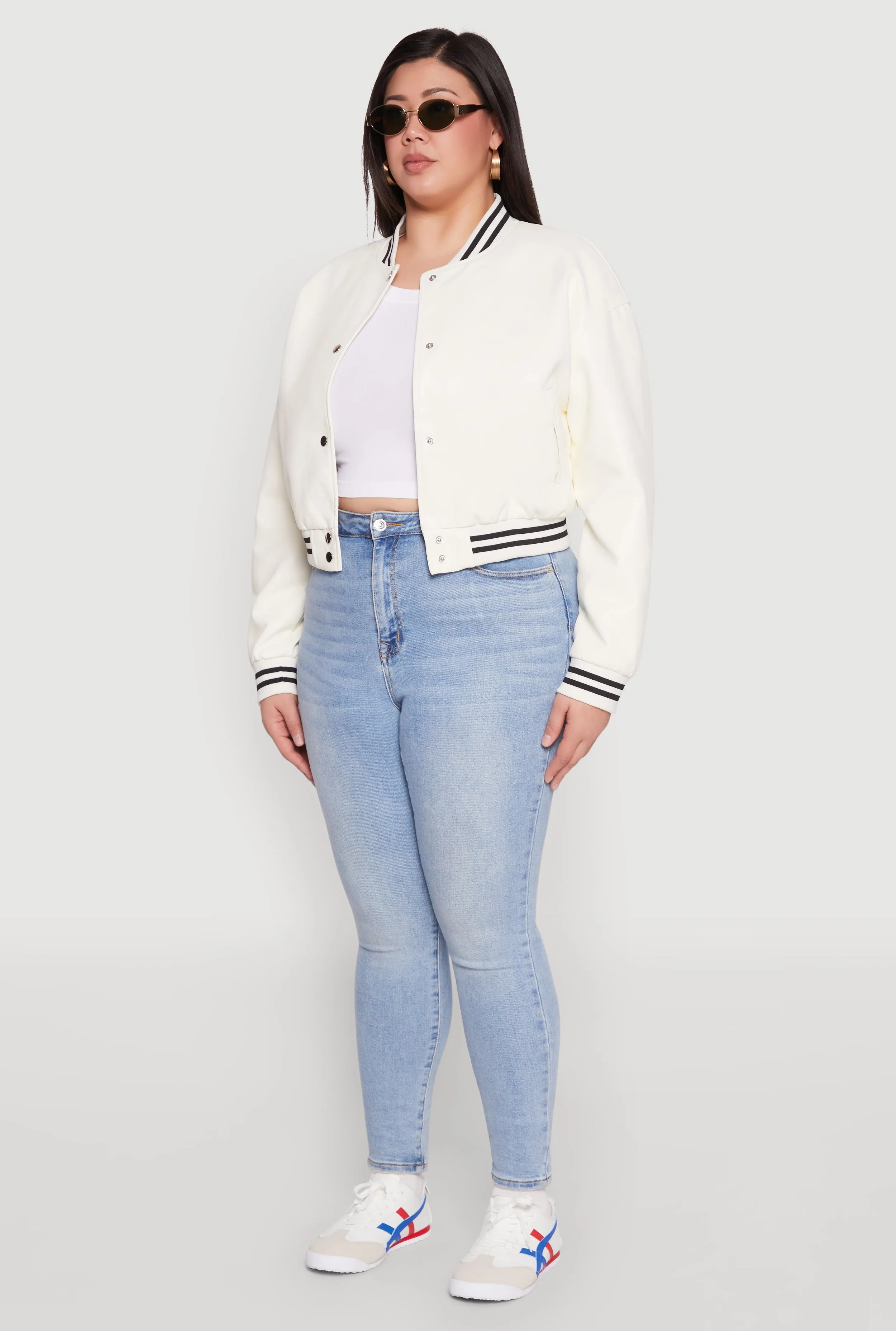 Plus Size Daisy Faux Leather Varsity Jacket sold by Rainbow product image thumbnail 5