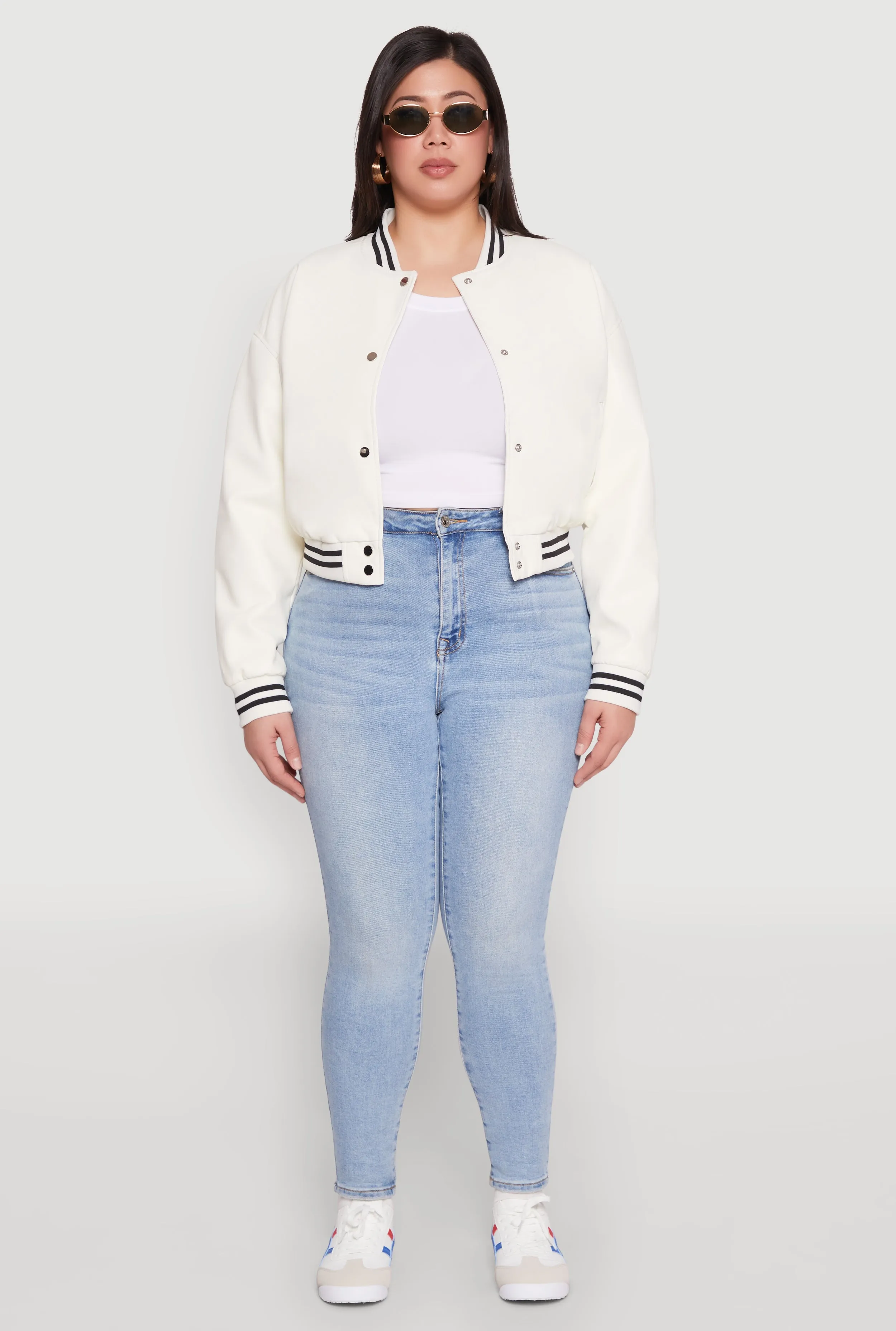 Plus Size Daisy Faux Leather Varsity Jacket sold by Rainbow product image thumbnail 3