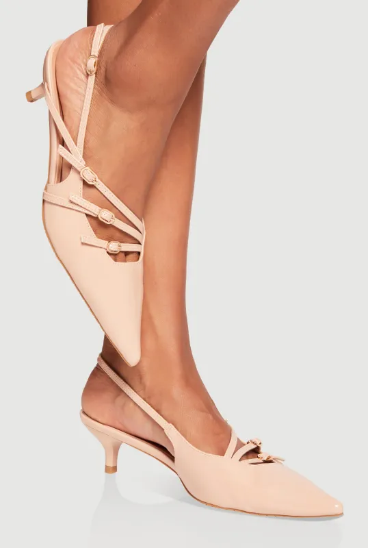 Strappy Buckle Slingback Kitten Heels sold by Rainbow