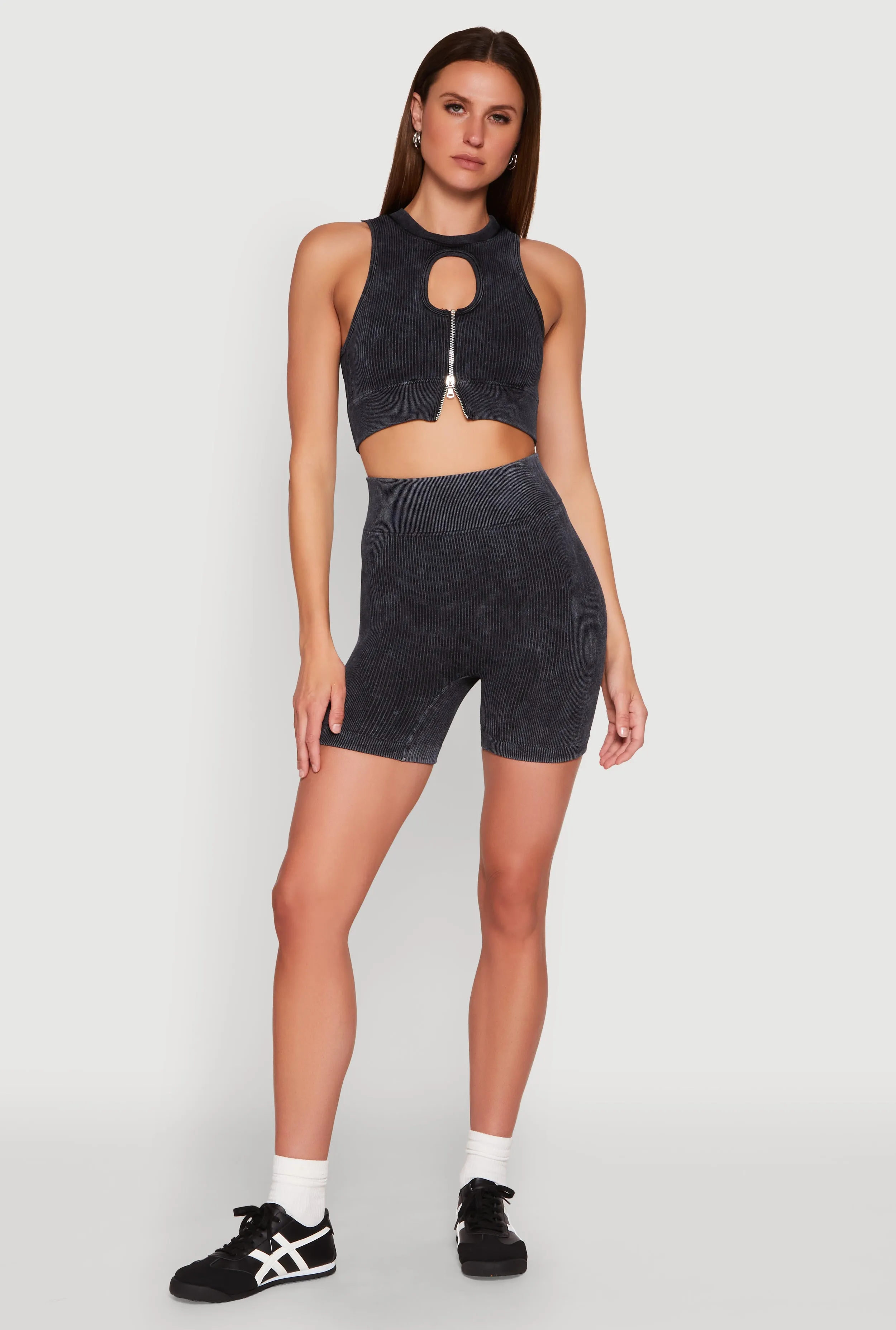 Seamless Ribbed Knit Ruched Biker Shorts sold by Rainbow product image thumbnail 2