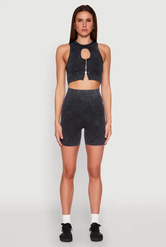 Seamless Ribbed Knit Ruched Biker Shorts sold by Rainbow