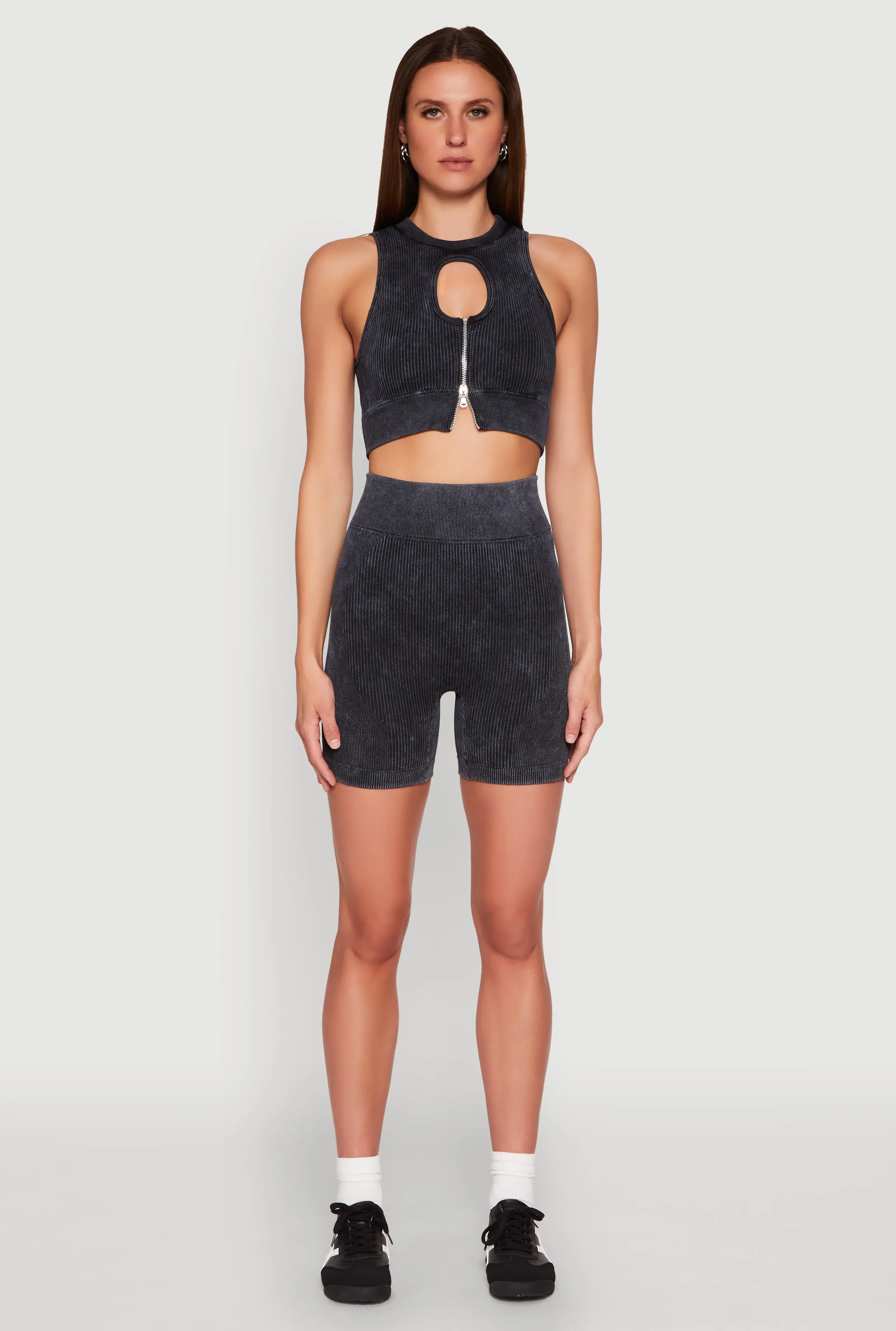 Seamless Ribbed Knit Ruched Biker Shorts sold by Rainbow