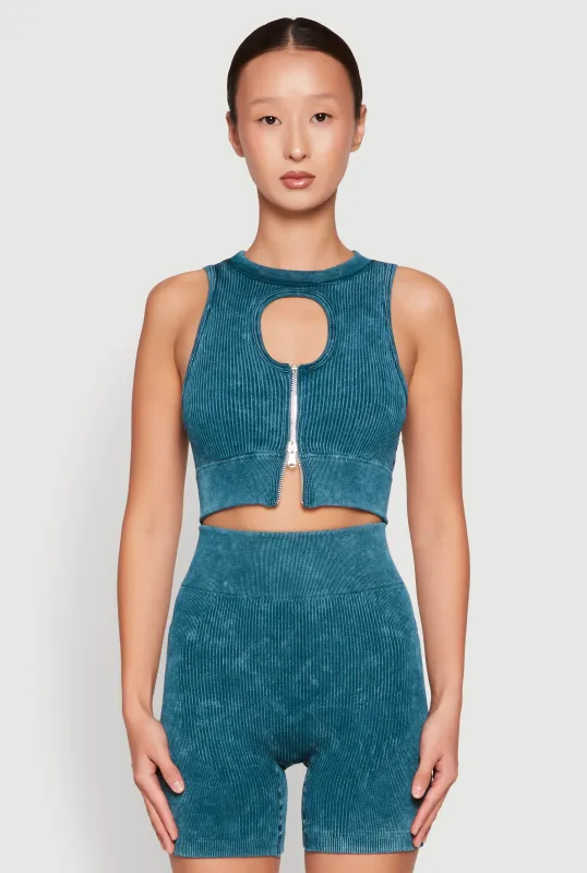 Ribbed Knit Keyhole Tank Top sold by Rainbow