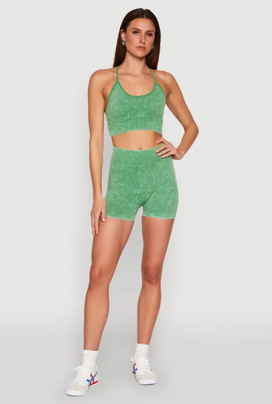 Ruched Seamless Ribbed Knit Biker Shorts sold by Rainbow