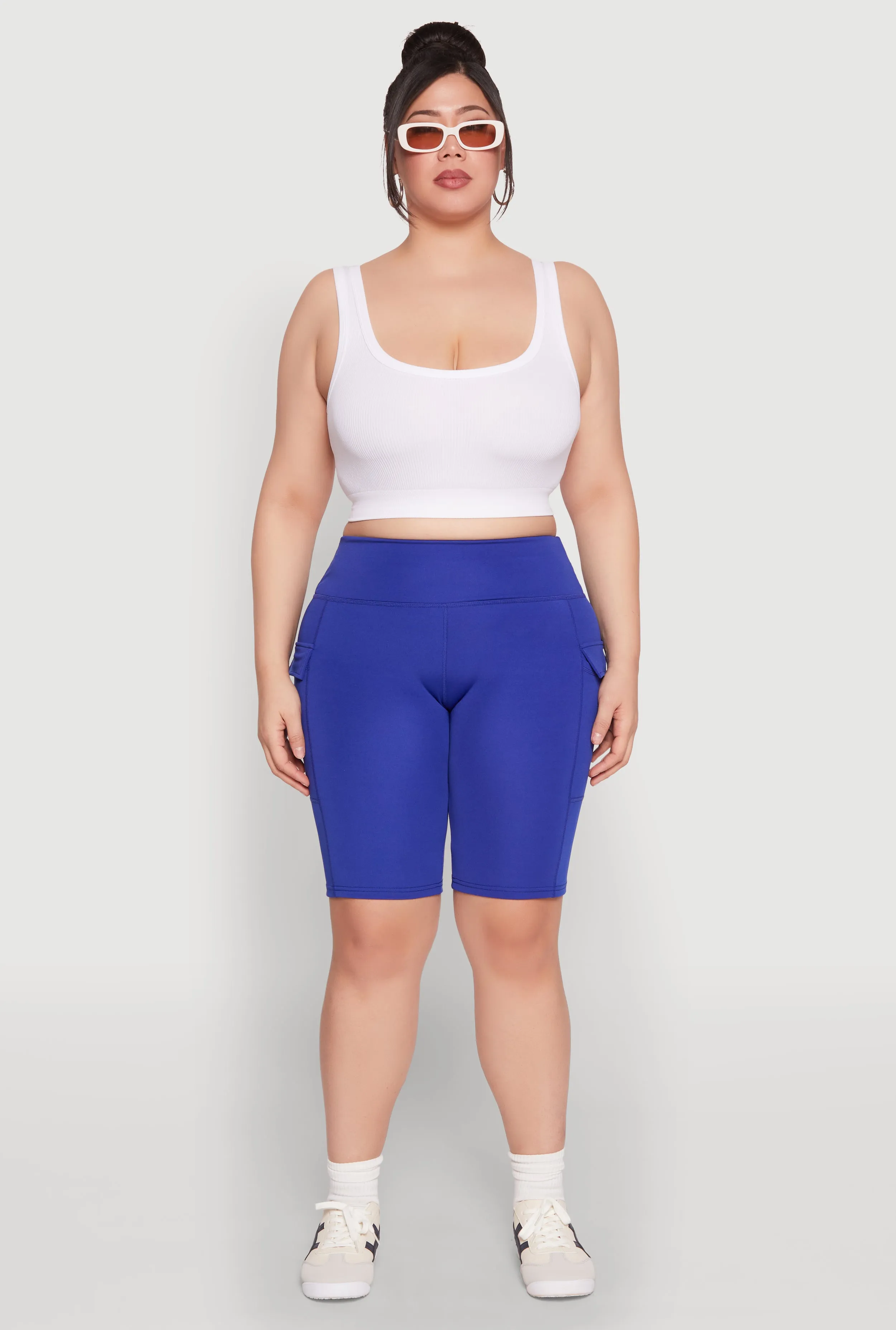 Plus Size High Waisted Cargo Pocket Biker Shorts sold by Rainbow product image thumbnail 2