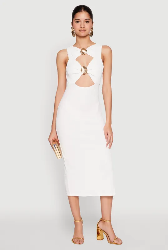 Metallic Seashell Cut Out Midi Dress sold by Rainbow