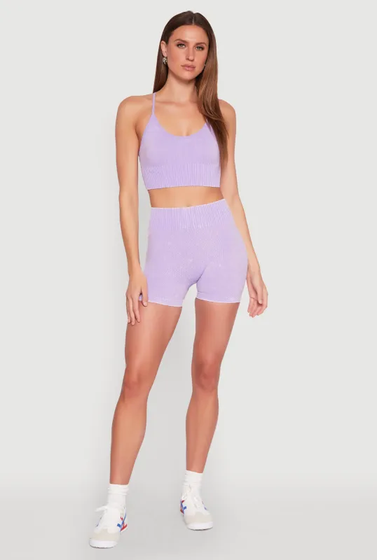 Ruched Seamless Ribbed Knit Biker Shorts sold by Rainbow