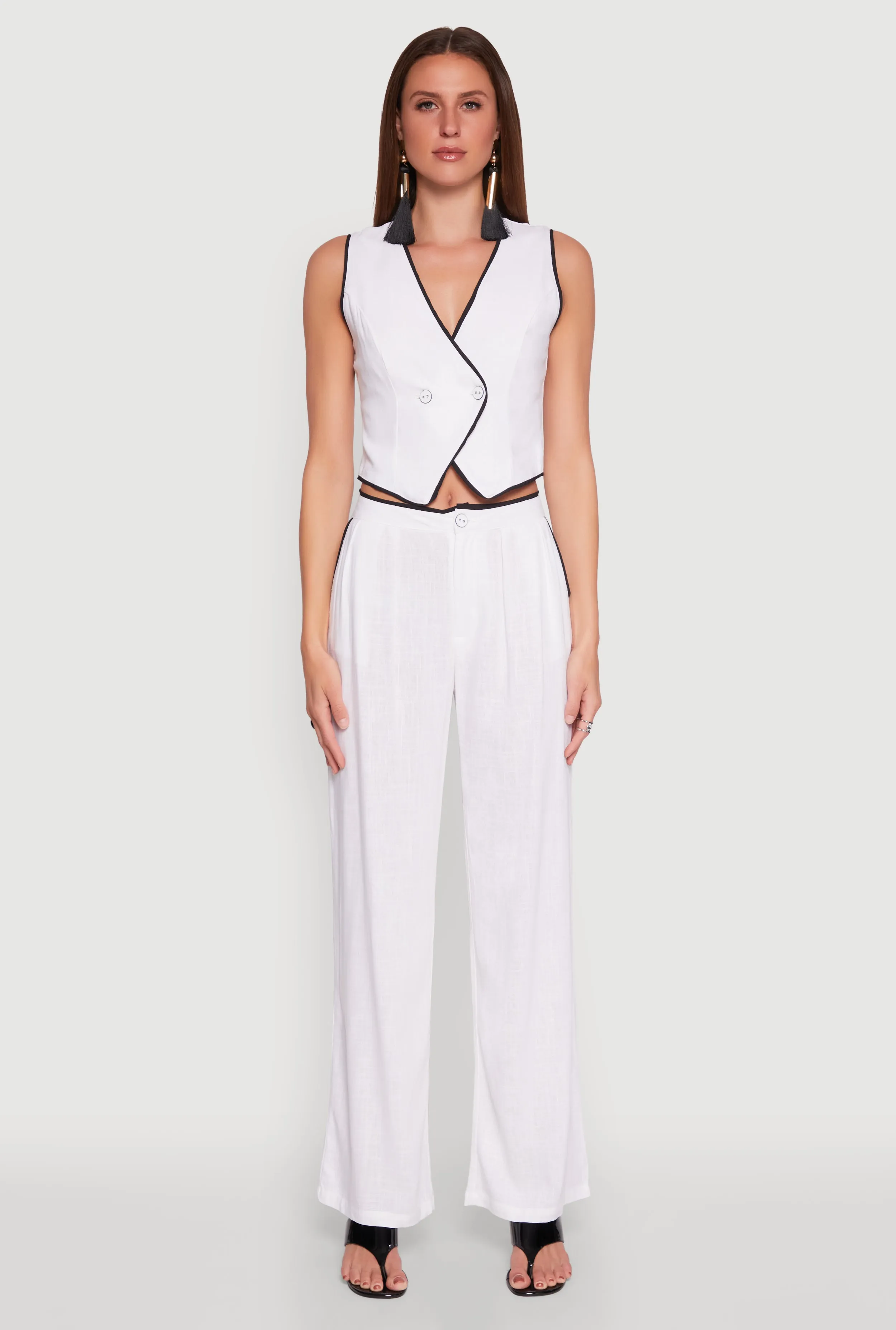 Linen Contrast Trim Vest sold by Rainbow product image thumbnail 2