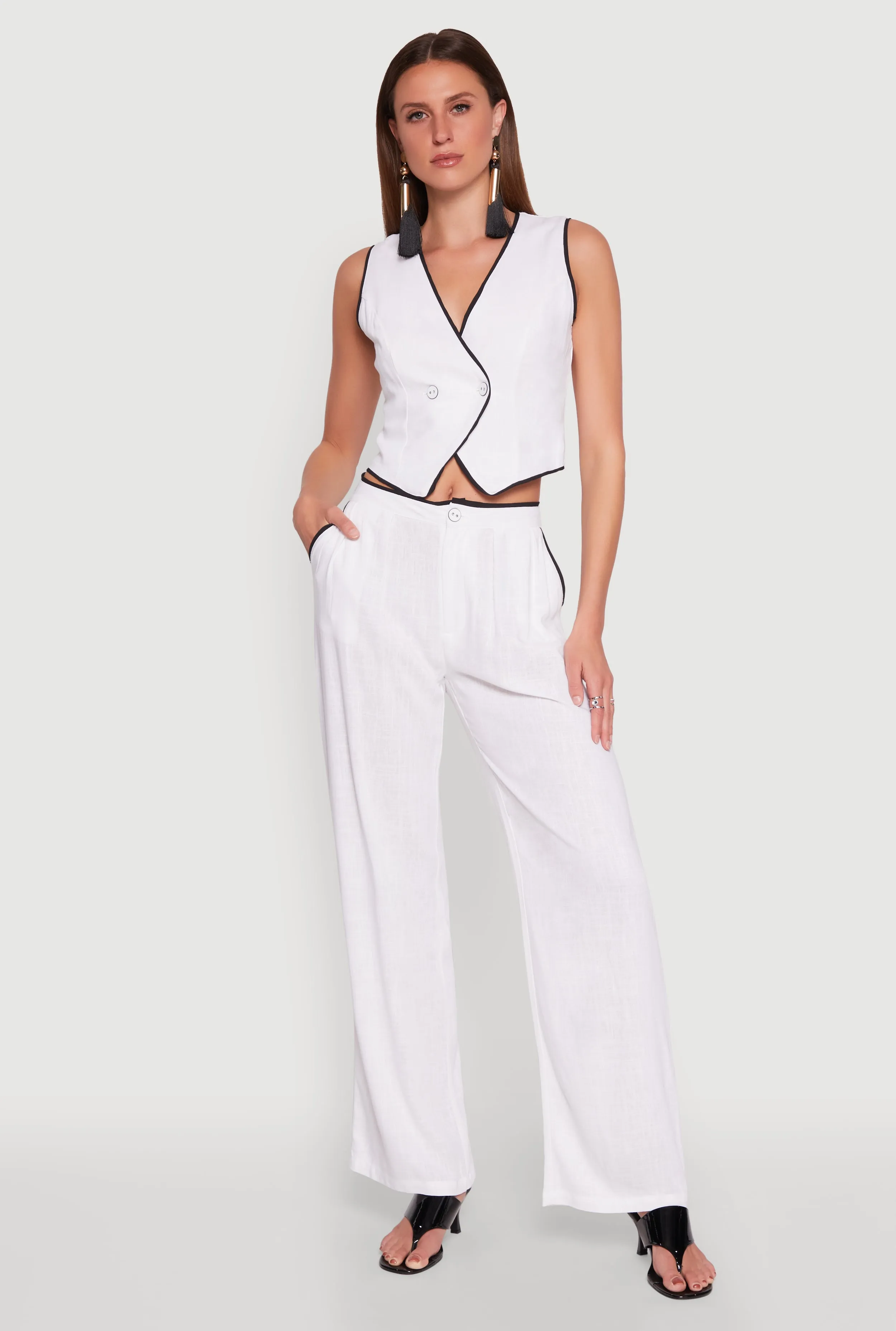 Linen Contrast Trim Vest sold by Rainbow product image thumbnail 3