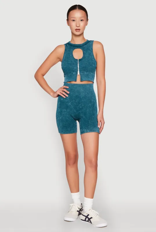 Seamless Ribbed Knit Ruched Biker Shorts sold by Rainbow