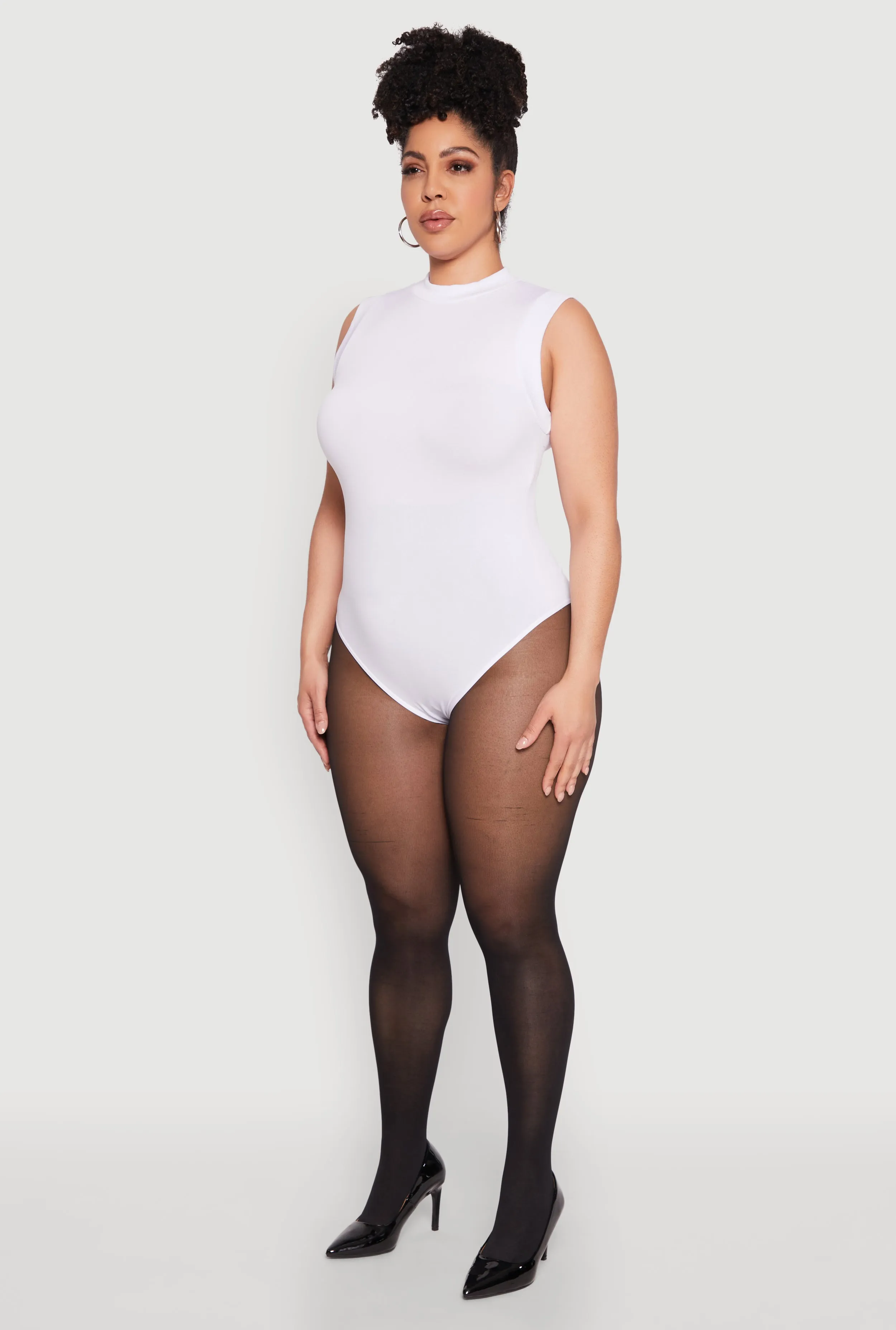 Plus Size Seamless Mock Neck Sleeveless Bodysuit sold by Rainbow product image thumbnail 5