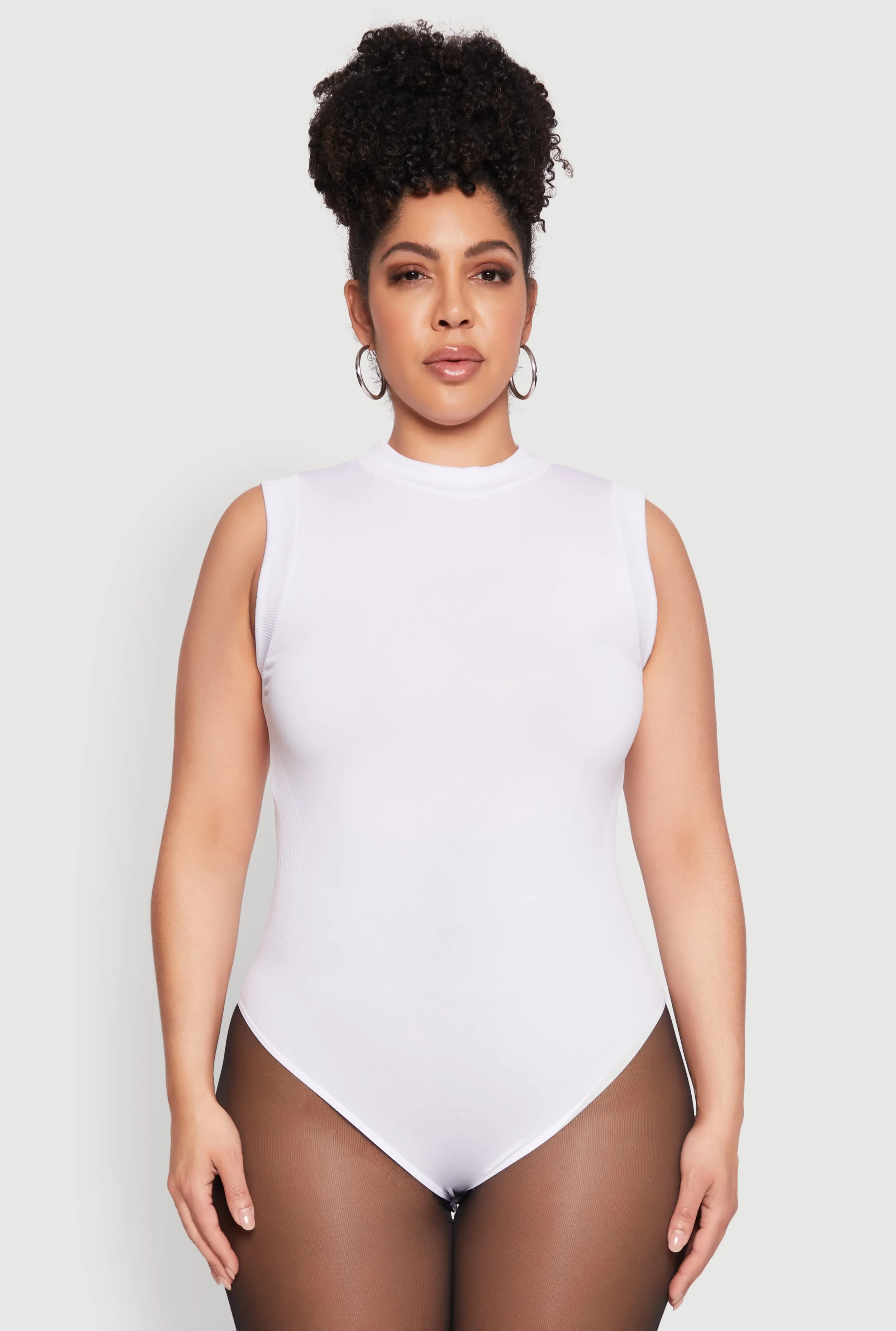 Plus Size Seamless Mock Neck Sleeveless Bodysuit sold by Rainbow product image thumbnail 2