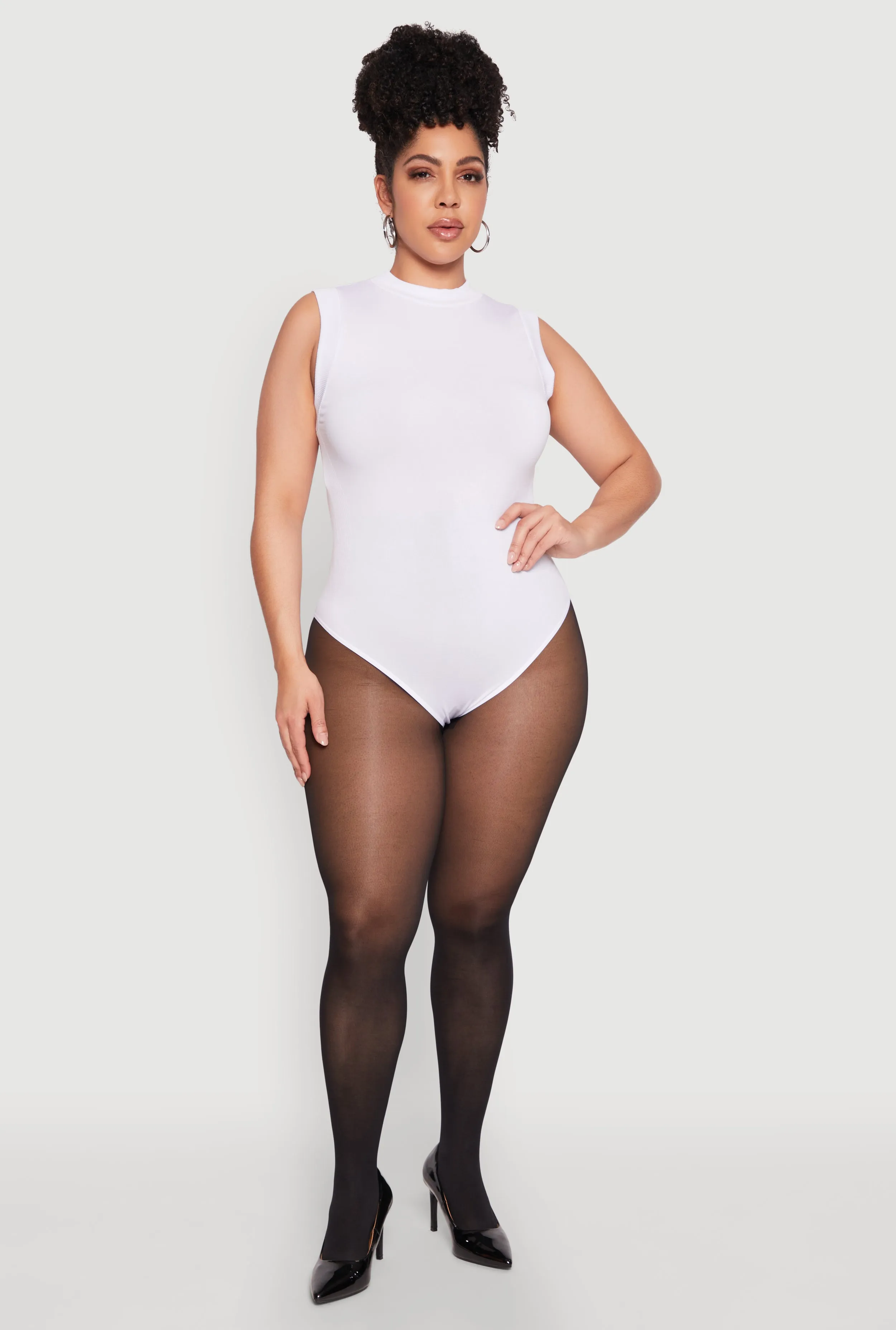 Plus Size Seamless Mock Neck Sleeveless Bodysuit sold by Rainbow product image thumbnail 3