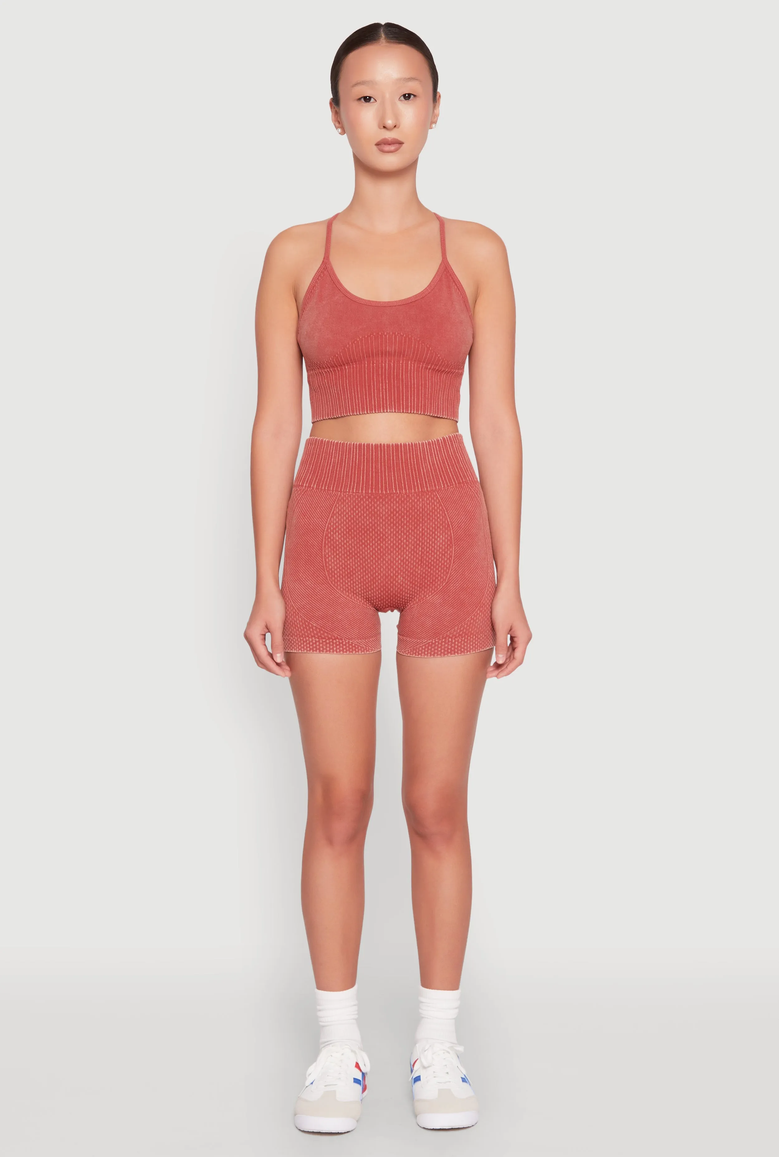 Ruched Seamless Ribbed Knit Biker Shorts sold by Rainbow product image thumbnail 2