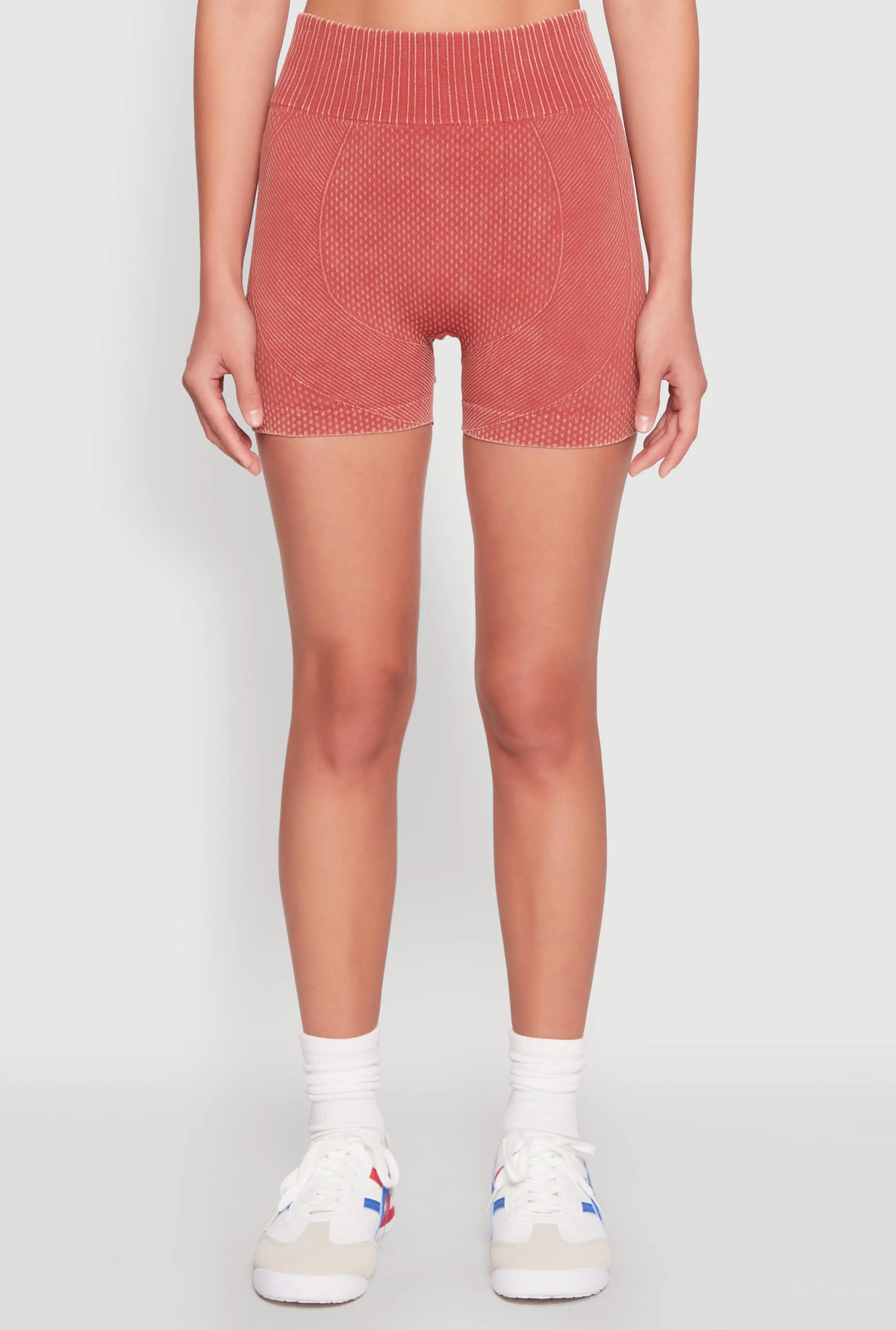 Ruched Seamless Ribbed Knit Biker Shorts sold by Rainbow product image thumbnail 3