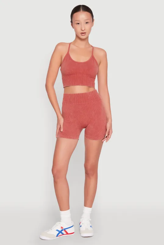 Ruched Seamless Ribbed Knit Biker Shorts sold by Rainbow