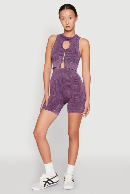 Seamless Ribbed Knit Ruched Biker Shorts sold by Rainbow