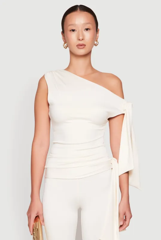 Side Tie One Shoulder Top sold by Rainbow