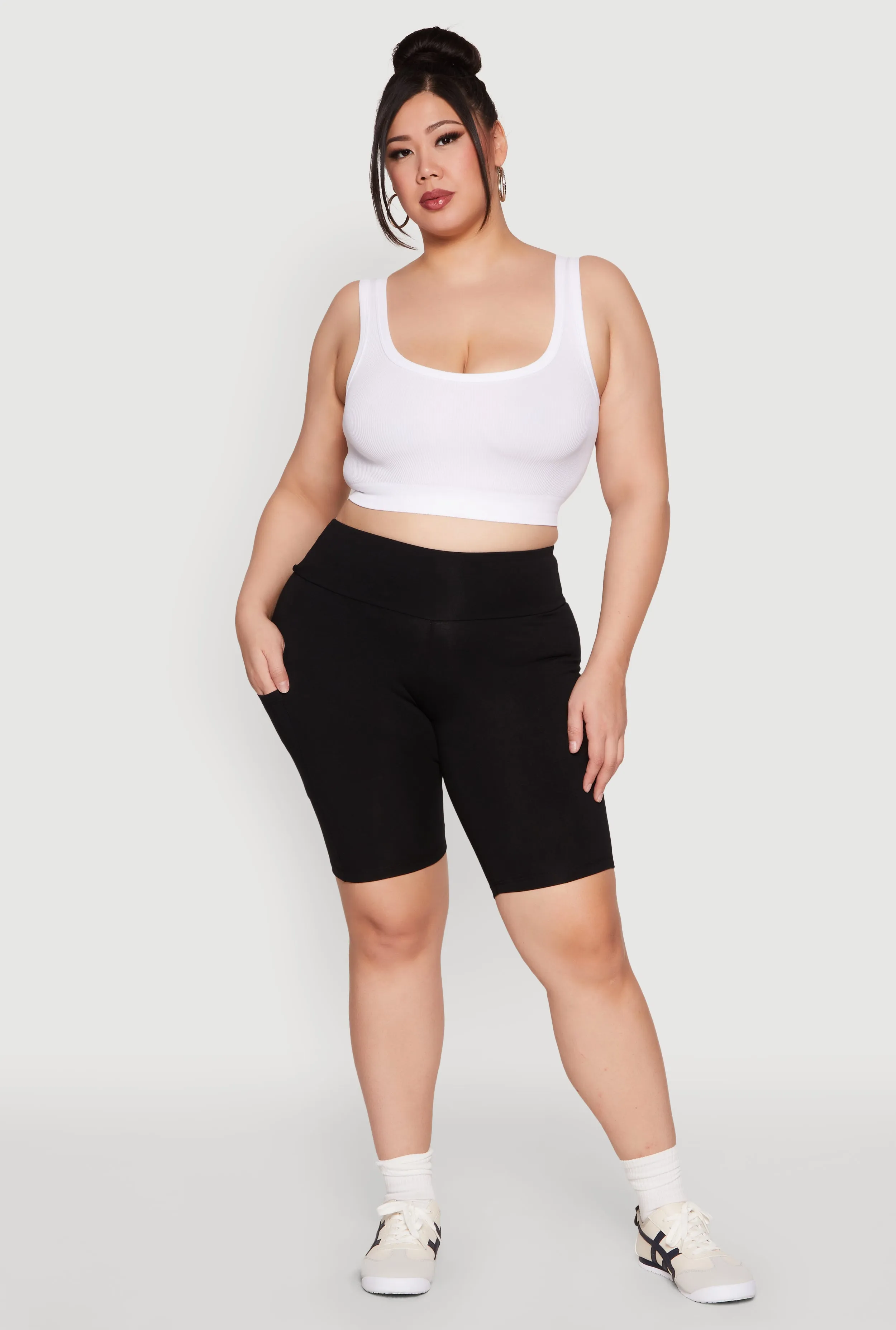 Plus Size High Waist Cell Phone Pocket Biker Shorts sold by Rainbow product image thumbnail 2