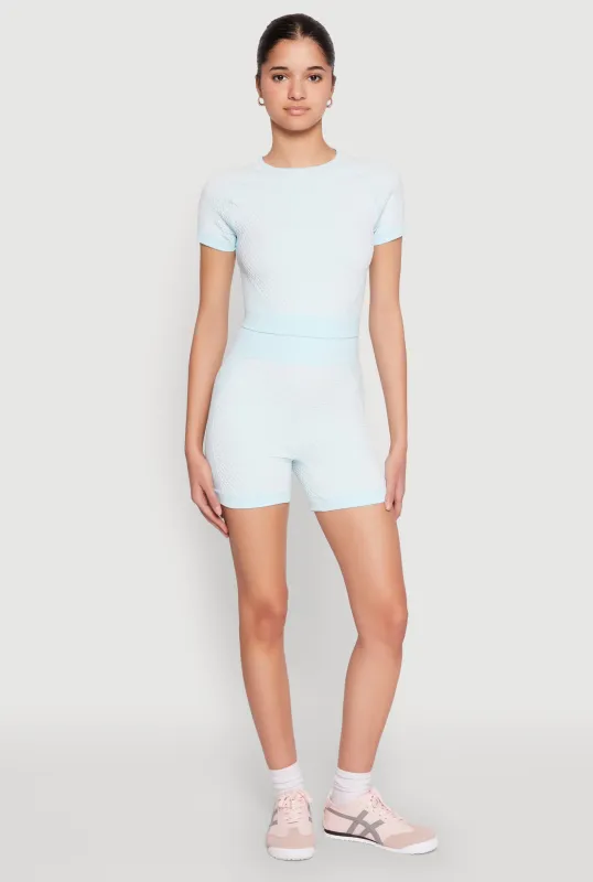 Seamless Ribbed Knit Ruched Biker Shorts sold by Rainbow