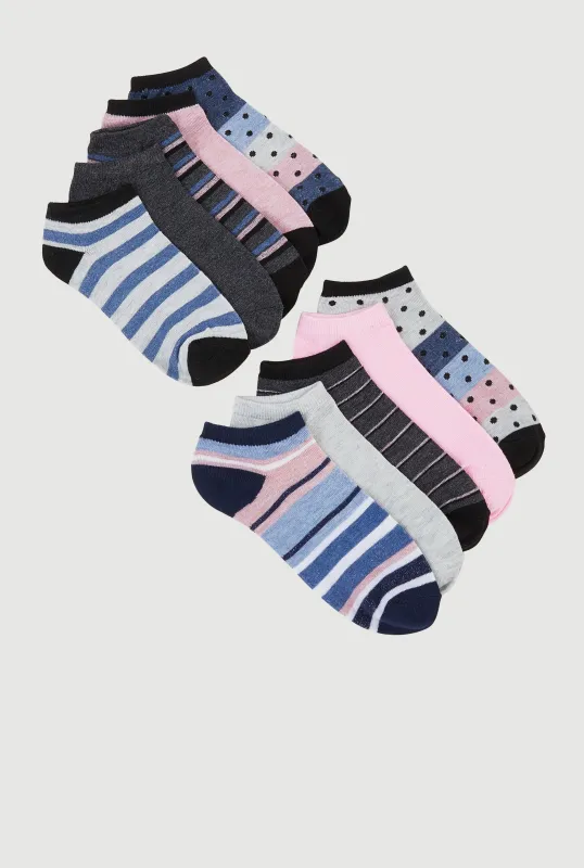 Girls Stripe Pattern Ankle Socks 10 Pack Size 11-4 sold by Rainbow