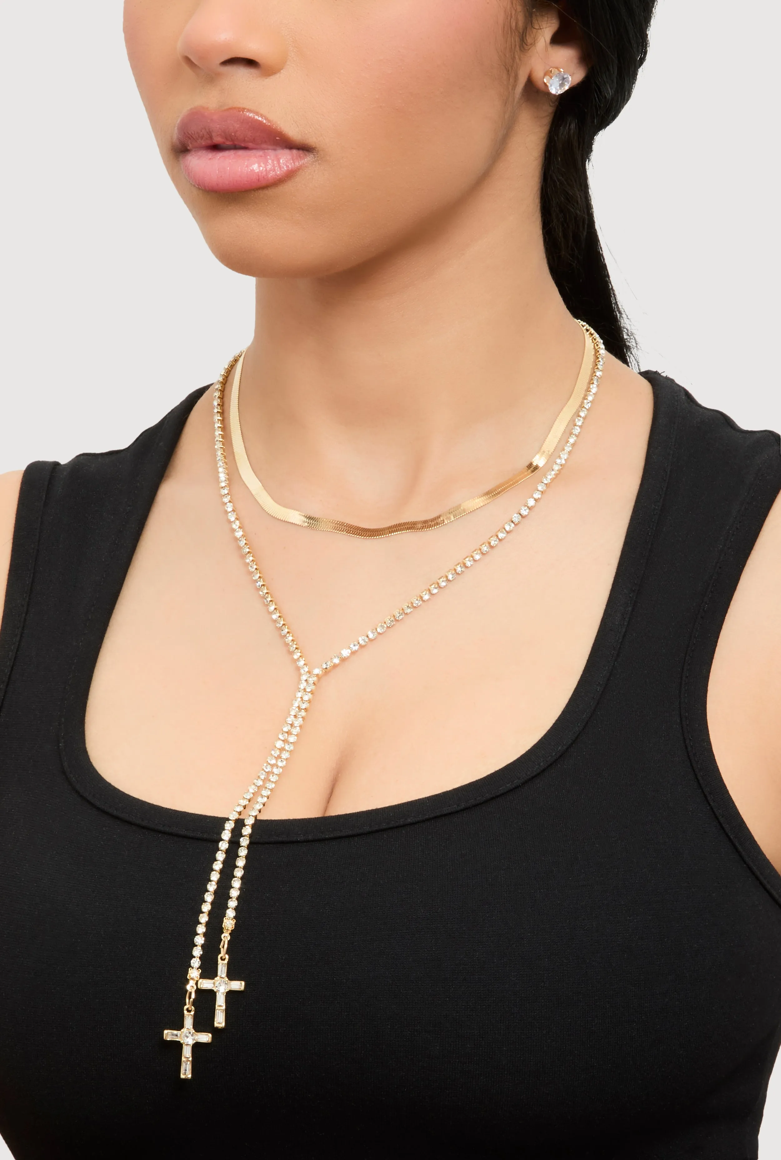 Cross Lariat Necklace and Stud Earrings sold by Rainbow product image thumbnail 2