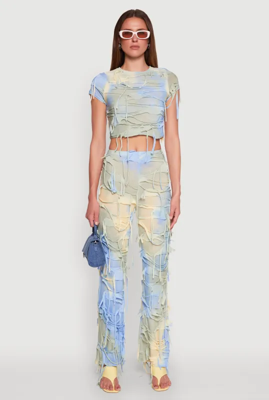 Tie Dye Distressed Pants sold by Rainbow