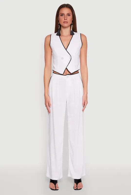 Linen Contrast Trim Pants sold by Rainbow