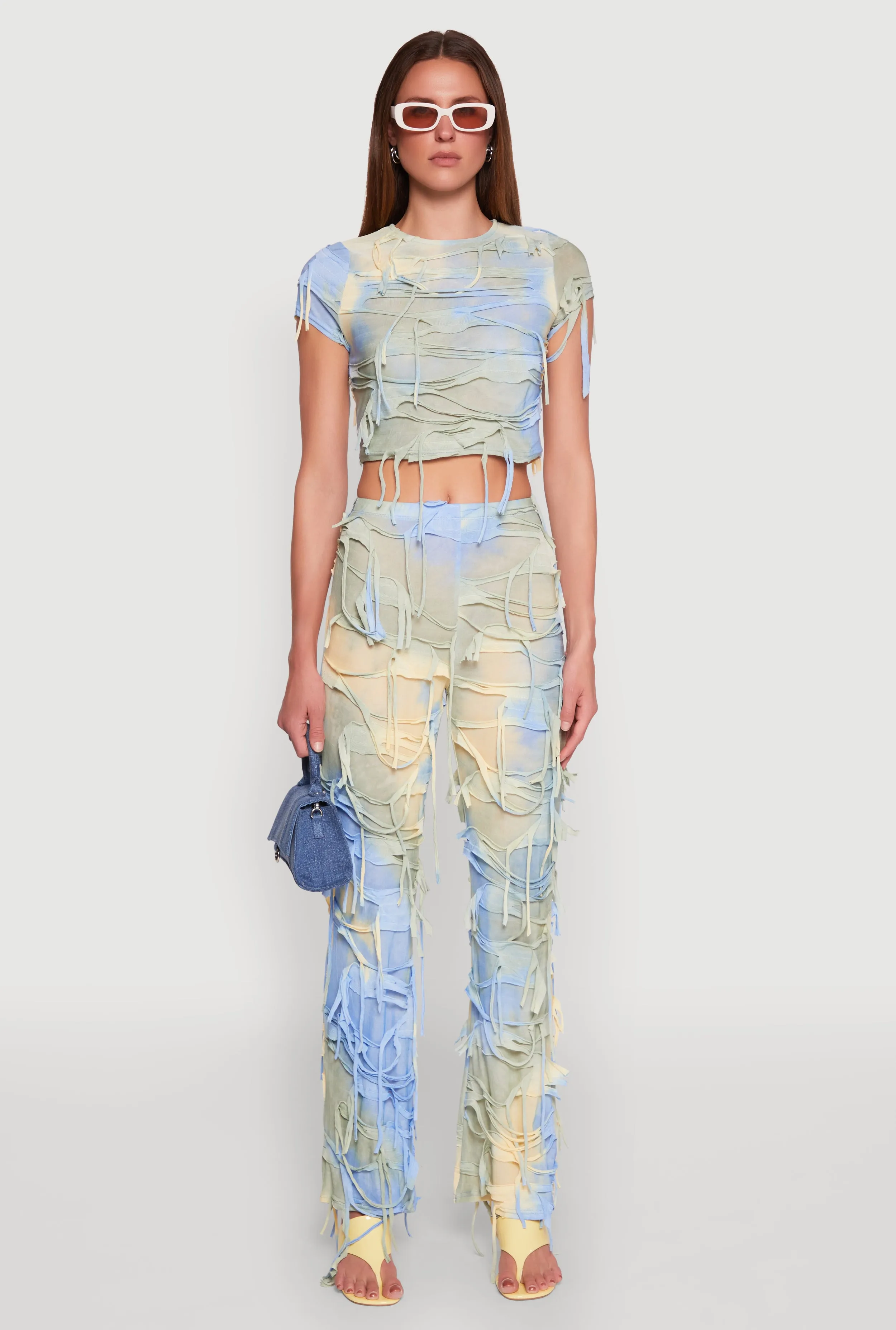 Tie Dye Distressed Crop Top sold by Rainbow product image thumbnail 2