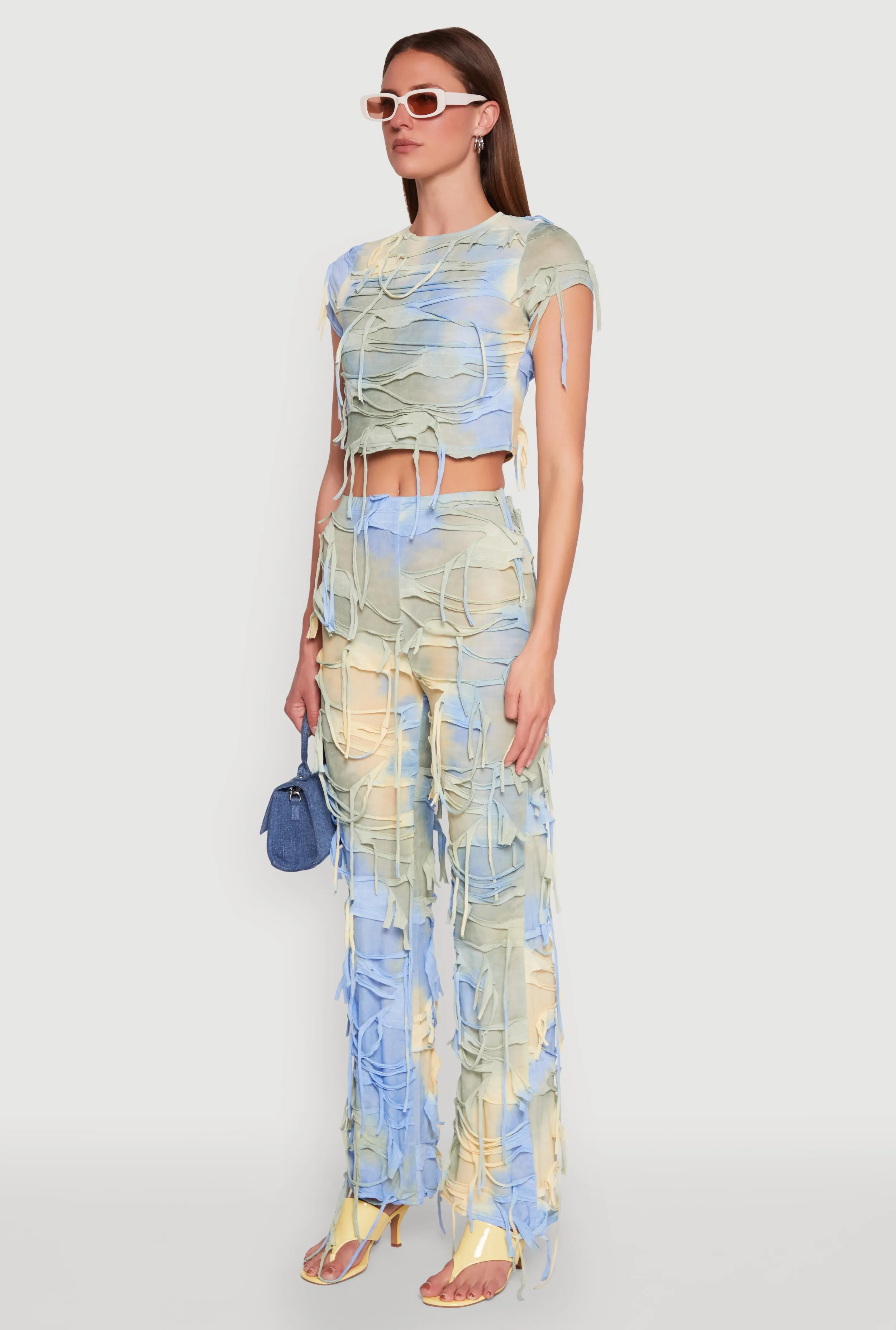 Tie Dye Distressed Crop Top sold by Rainbow product image thumbnail 5