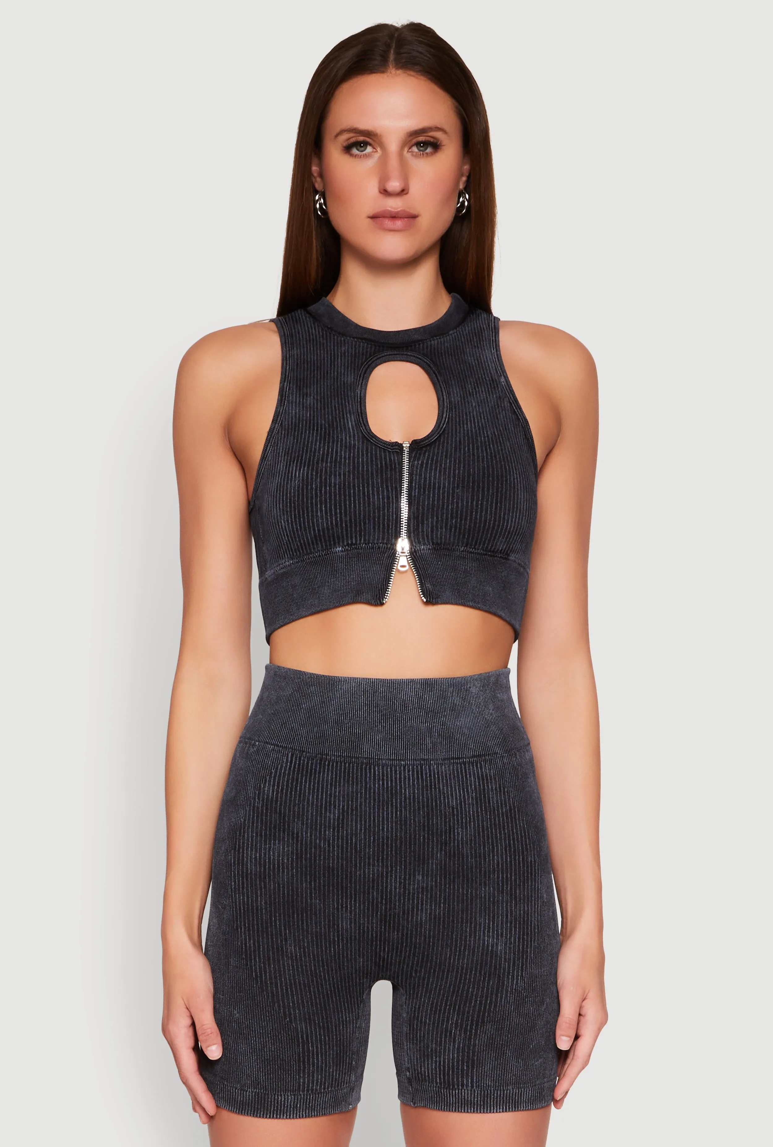 Ribbed Knit Keyhole Tank Top sold by Rainbow