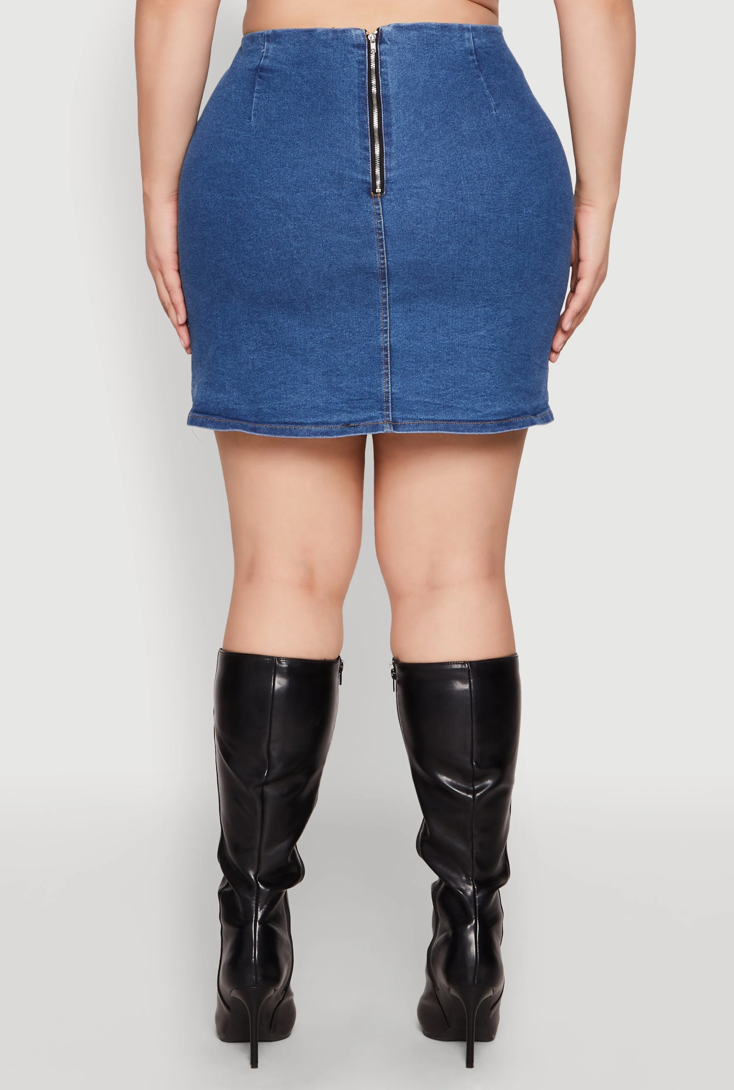 Plus Size Zip Back Denim Mini Skirt sold by Rainbow product image thumbnail 5