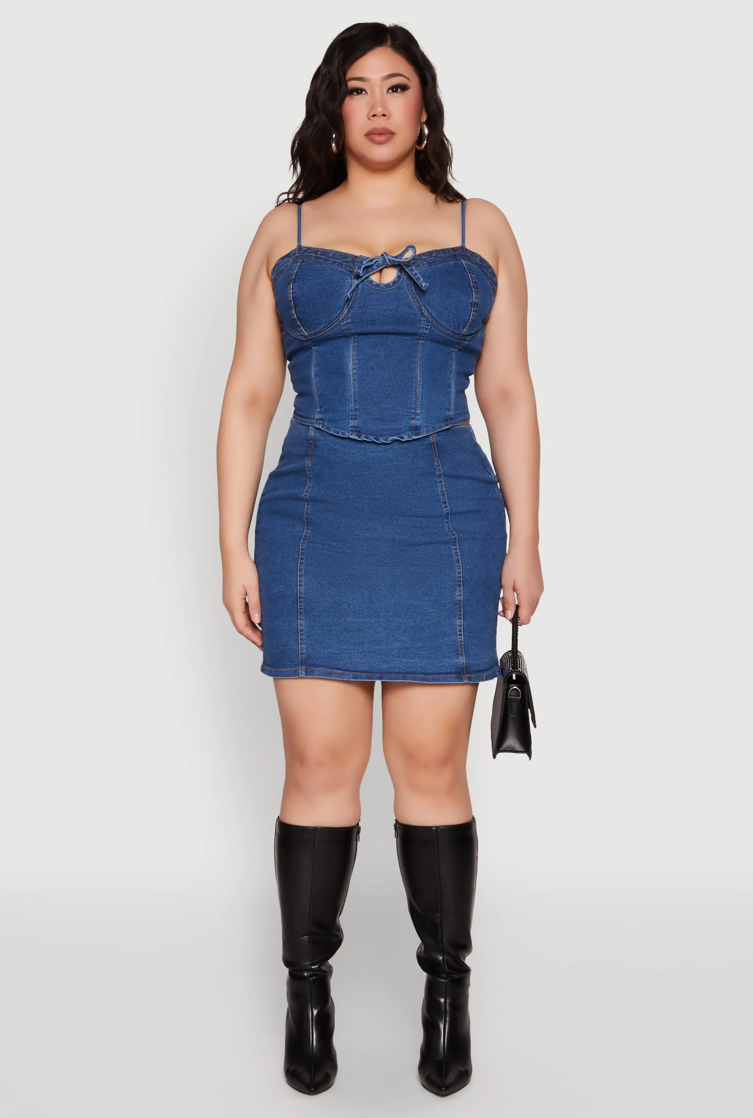 Plus Size Zip Back Denim Mini Skirt sold by Rainbow product image thumbnail 2