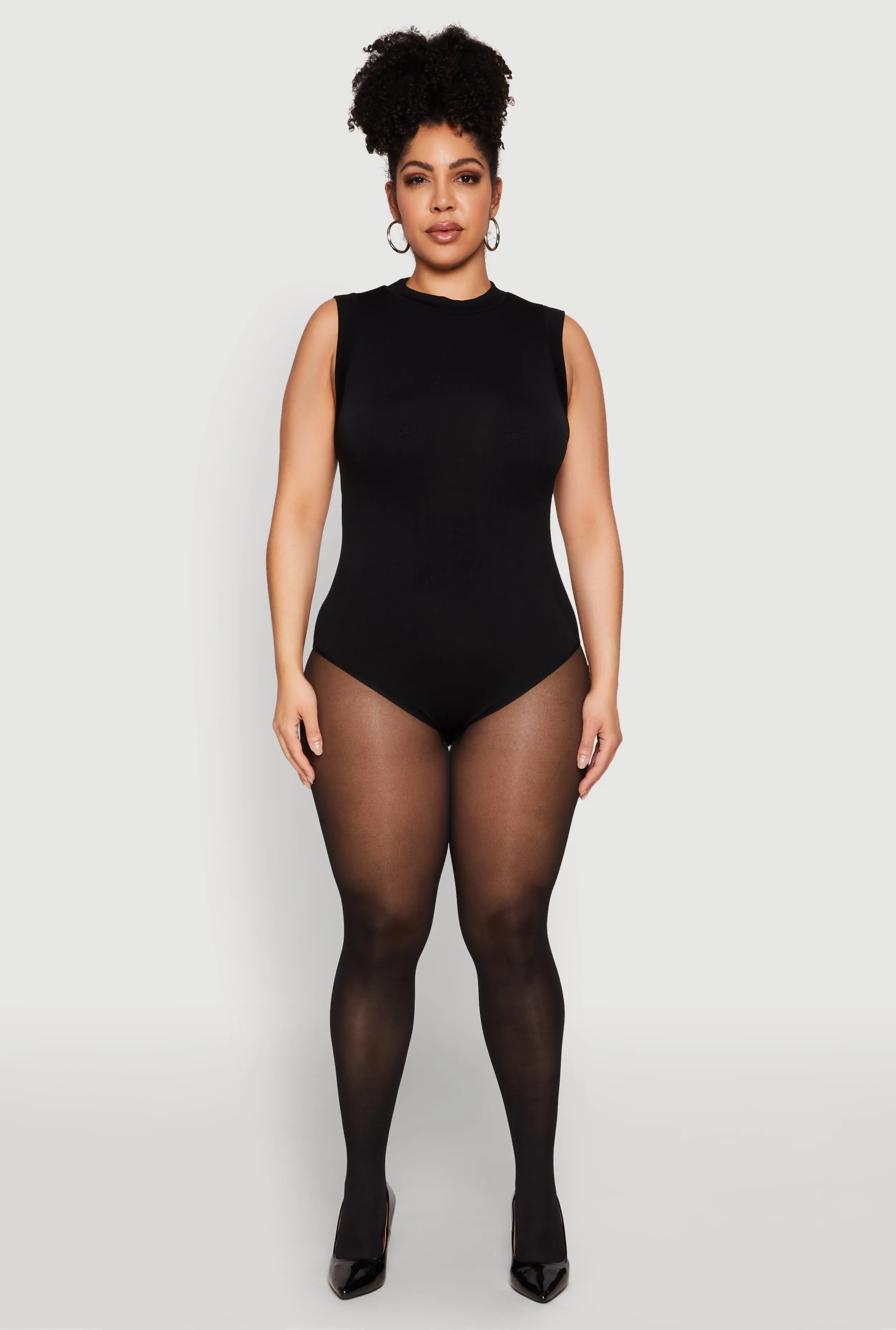 Plus Size Seamless Mock Neck Sleeveless Bodysuit sold by Rainbow product image thumbnail 3